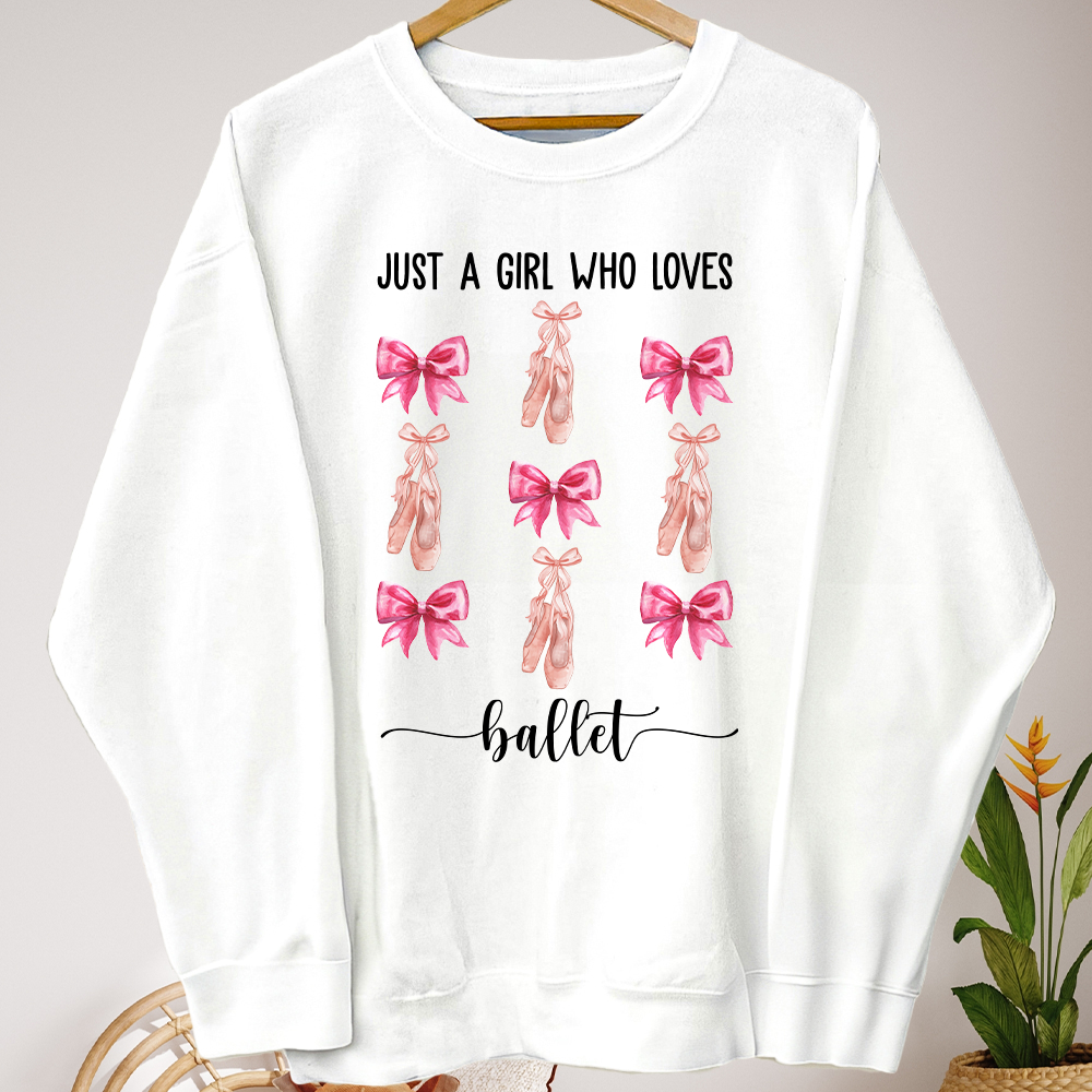 Coquette Pink Bow Trendy Just A Girl Who Loves Ballet, Baseball - Personalized Shirt