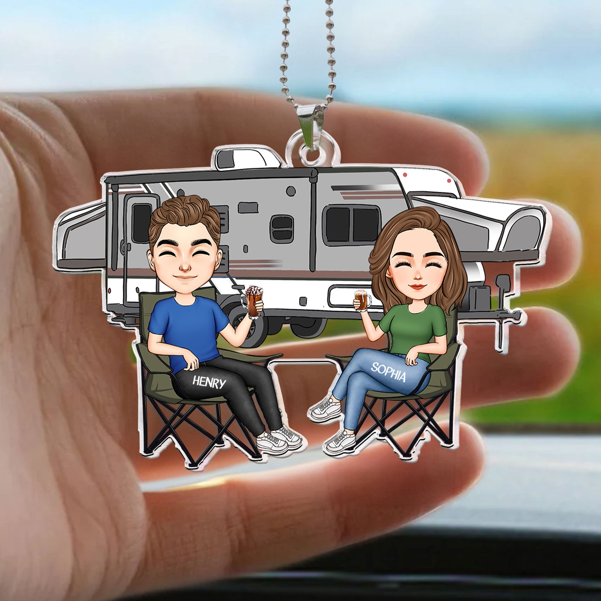 Couple Camping - Personalized Car Ornament