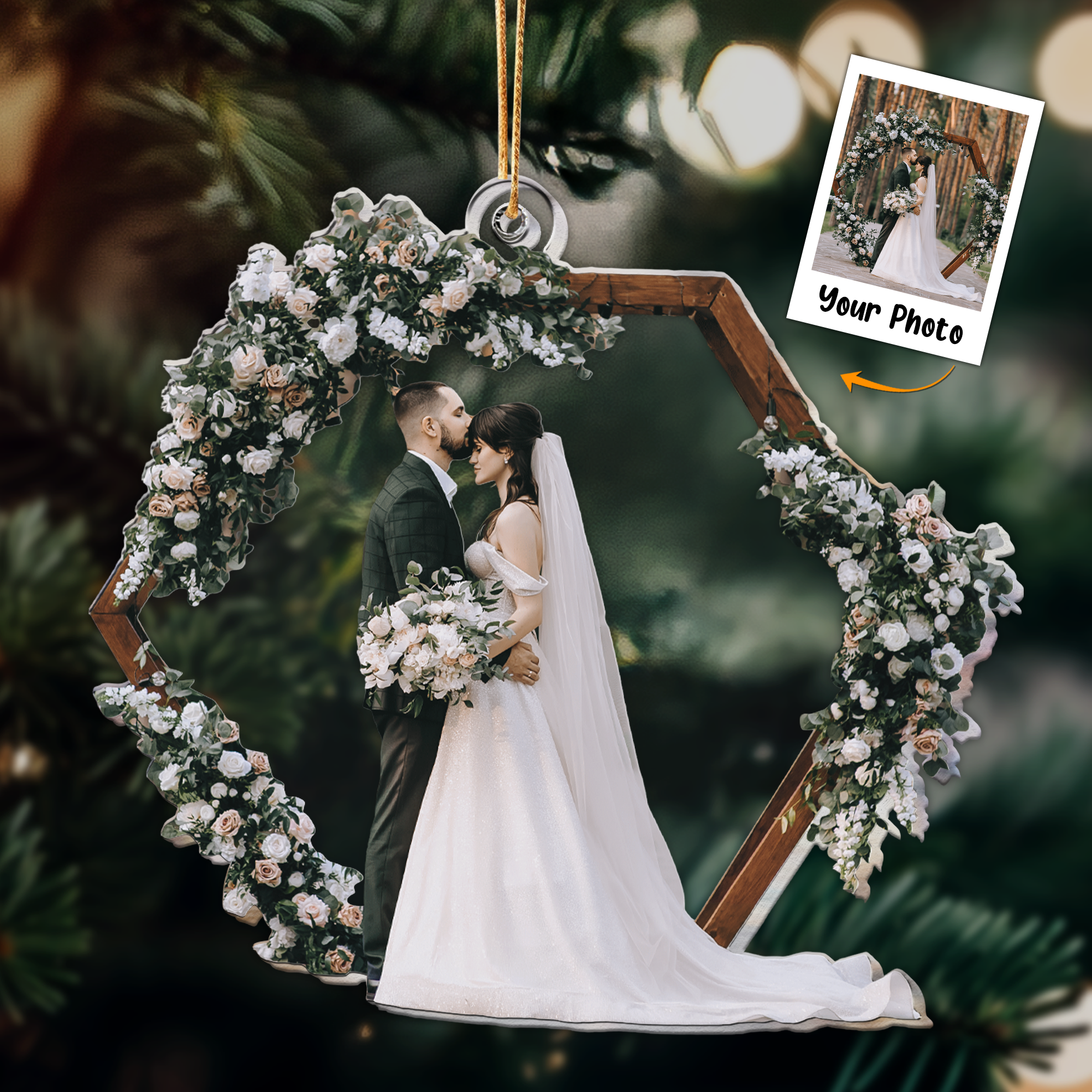 Couple Wedding - Personalized Acrylic Photo Ornament For Christmas