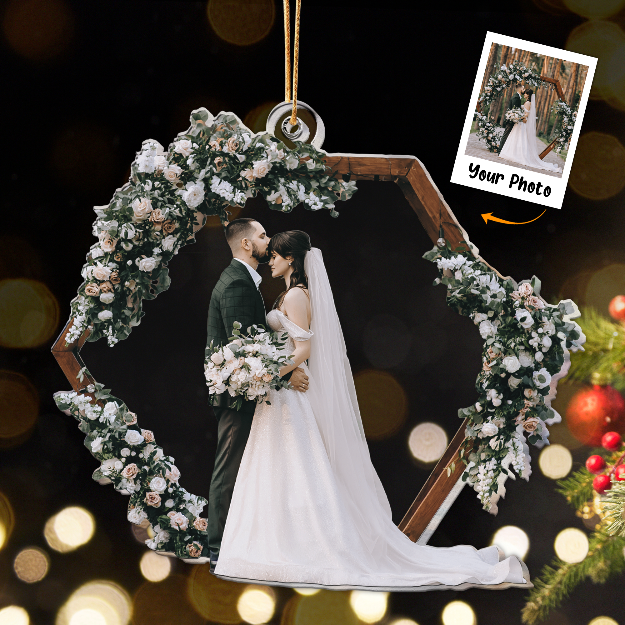 Couple Wedding - Personalized Acrylic Photo Ornament For Christmas