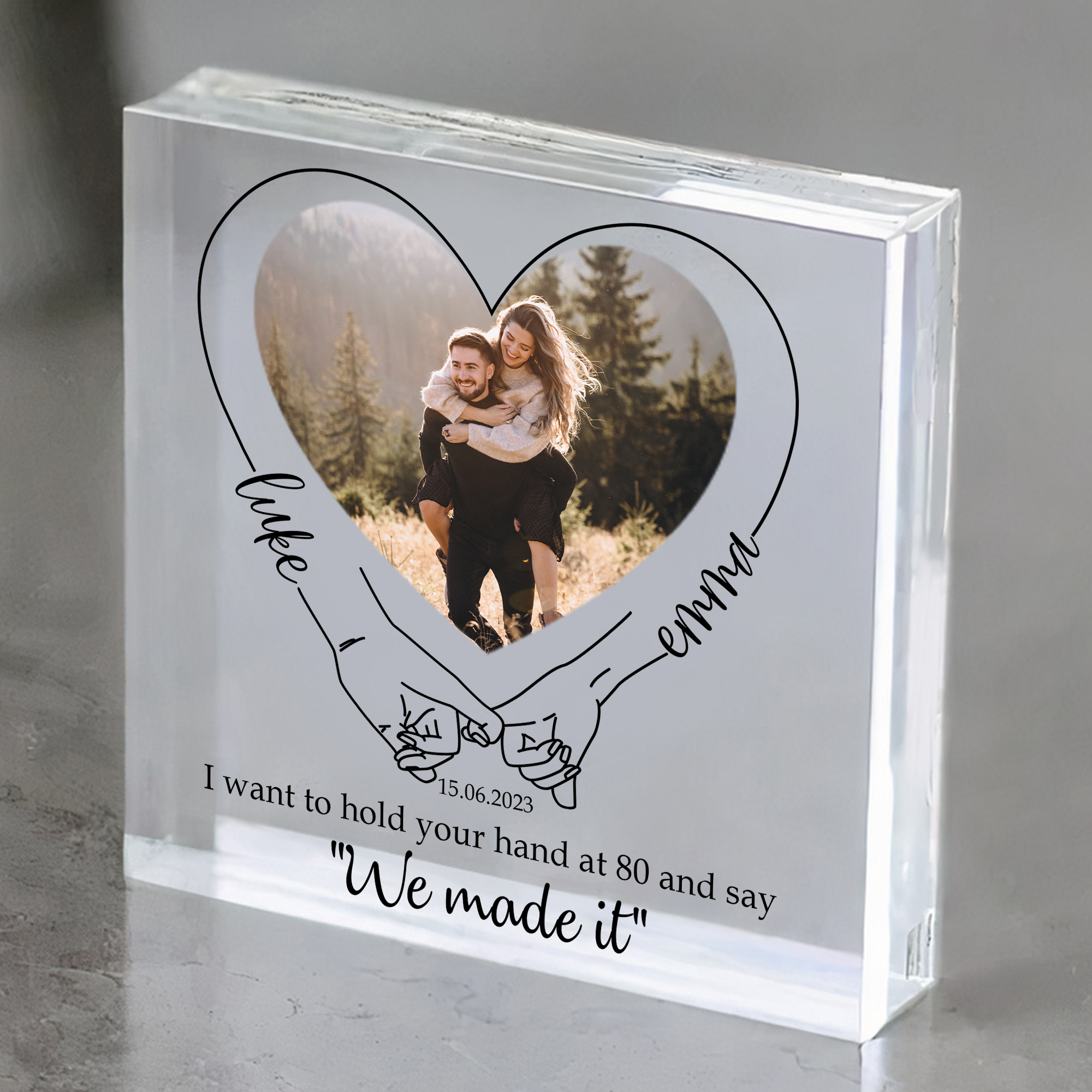 Couples Holding Hands We Made It - Personalized Acrylic Photo Plaque