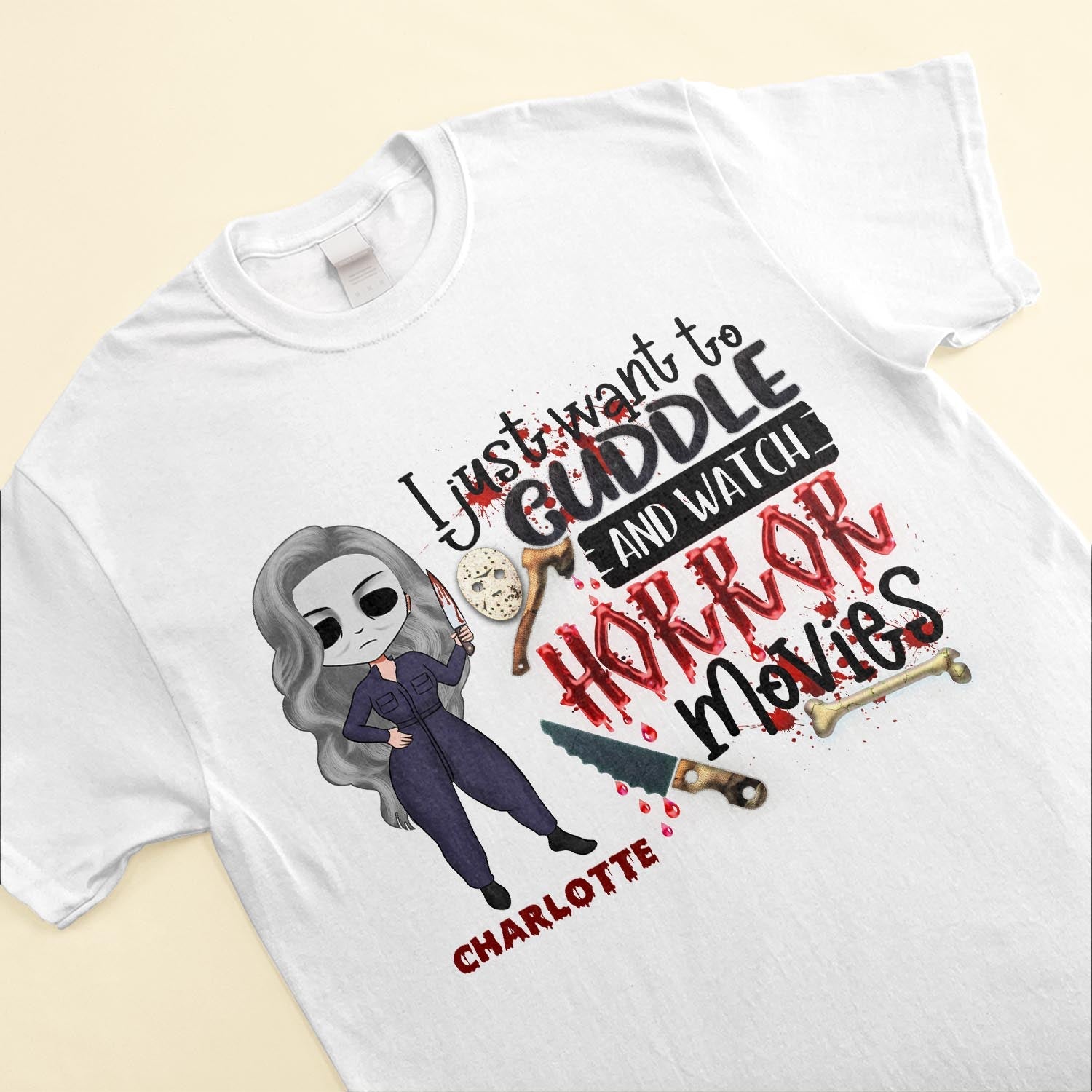 Cuddle And Watch Horror Movies - Personalized Shirt