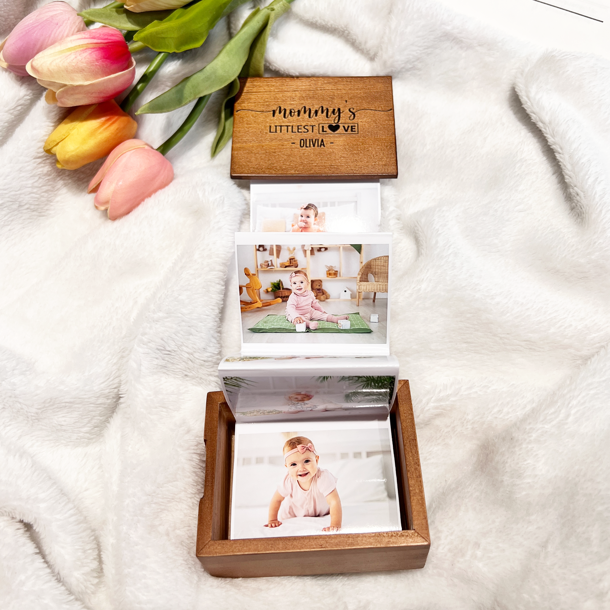 Custom Baby Photo With Our Littlest Love - Personalized Wooden Photo Box