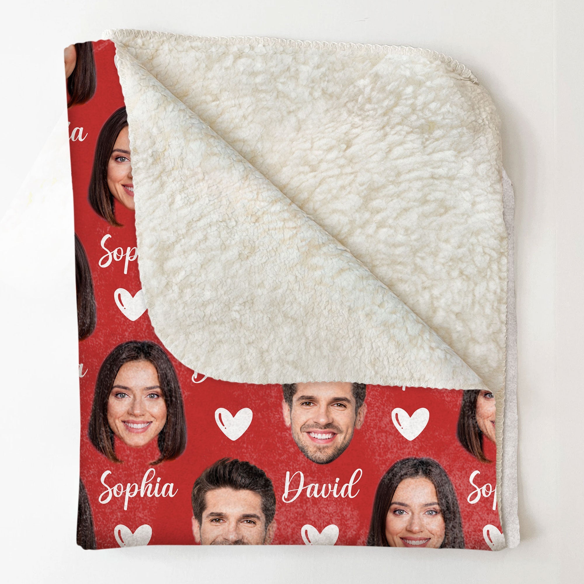 Custom Couple Blanket With Face - Personalized Photo Blanket