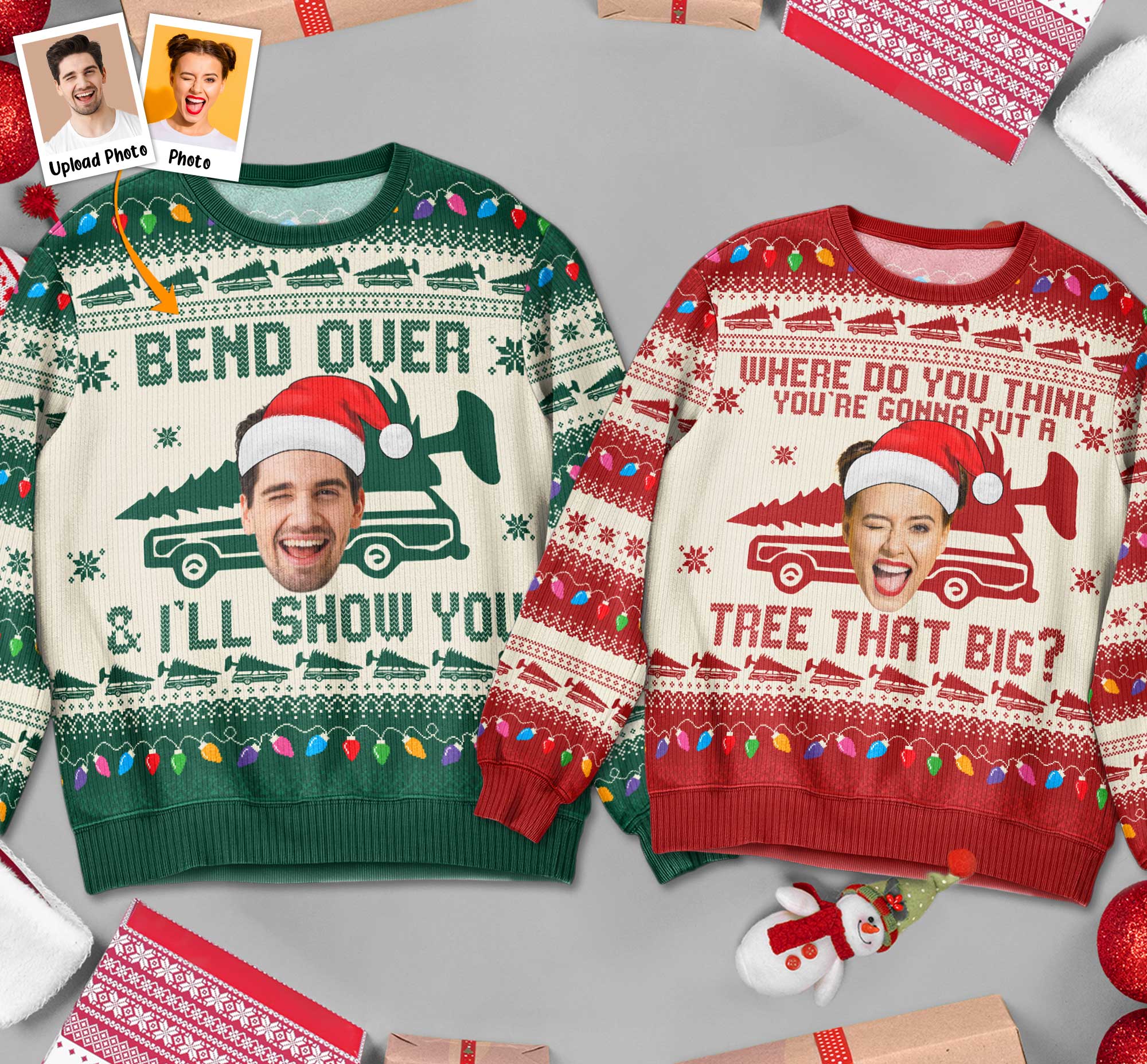 Custom Face Bend Over & I'll Show You - Personalized Photo Ugly Sweater