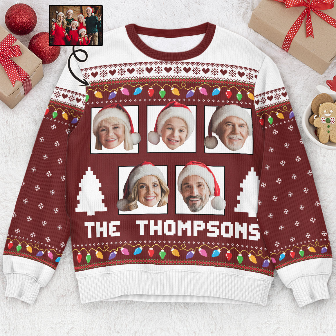 Custom Face Funny - Christmas Light - Personalized Photo Ugly Sweater