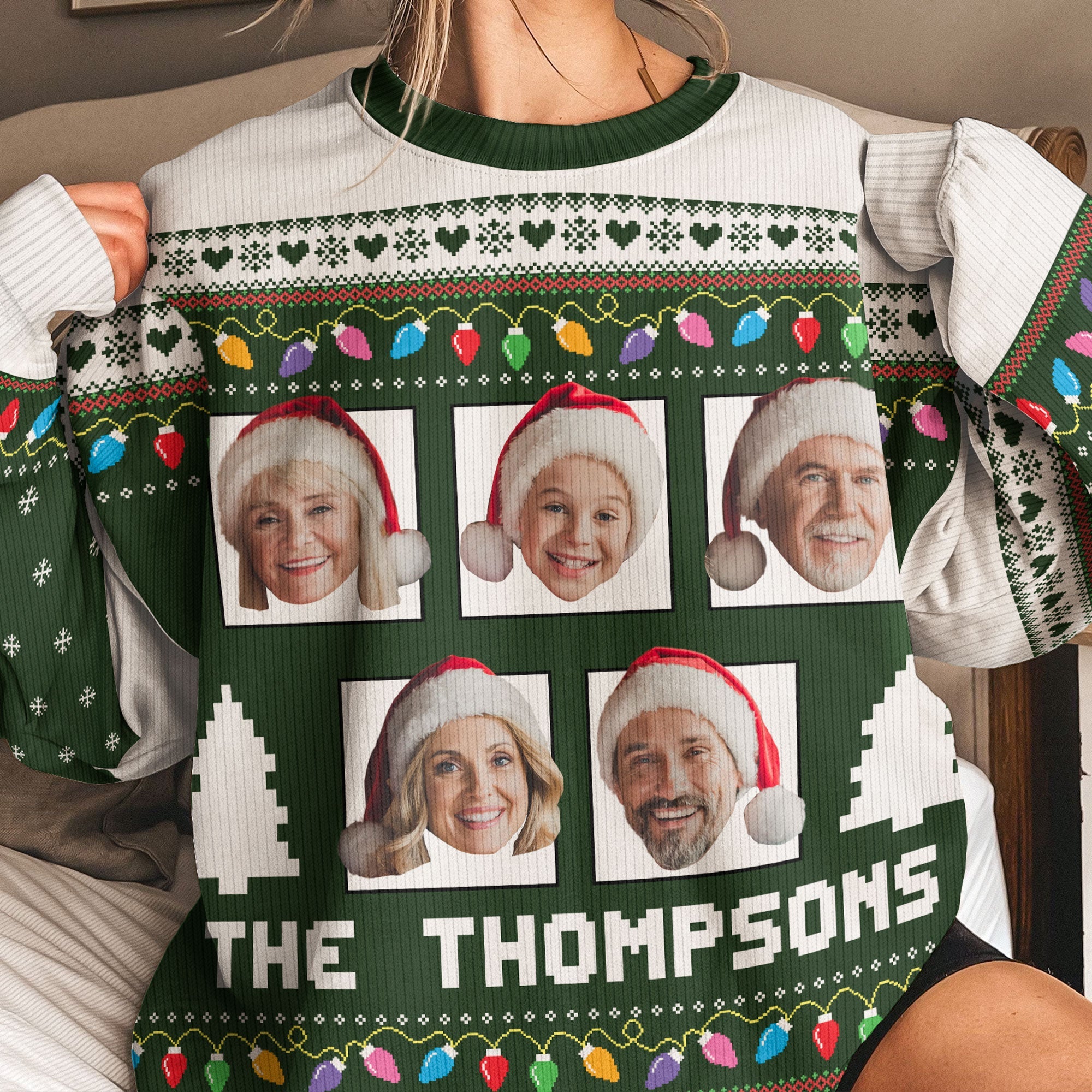 Custom Face Funny - Christmas Light - Personalized Photo Ugly Sweater