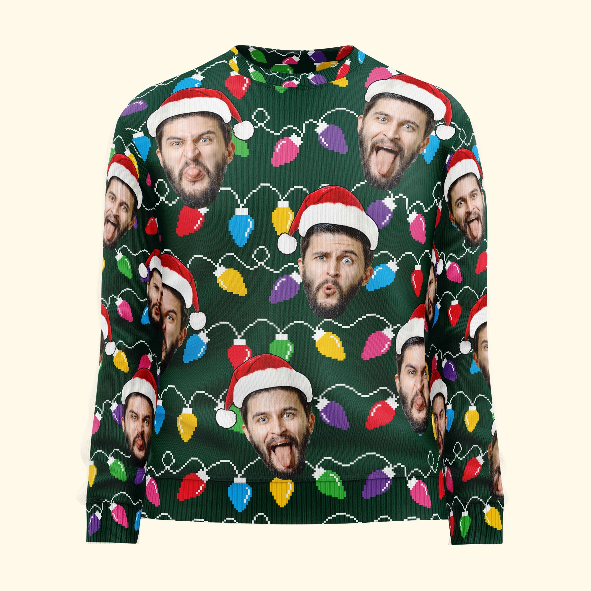 Custom Face Funny Christmas Silly Leds Light For Men - Personalized Photo Ugly Sweater