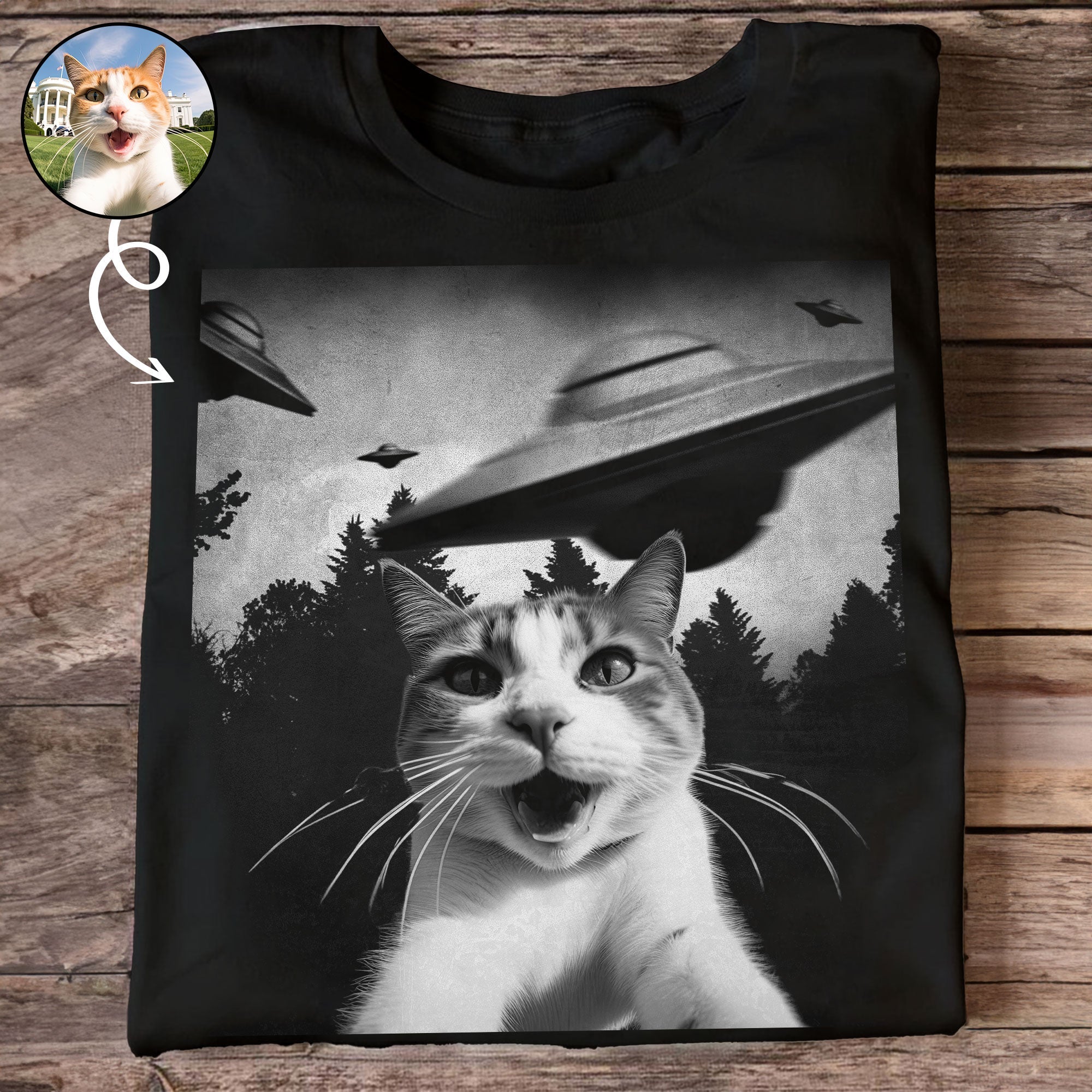 Custom Funny Pet Face - Ufo - Personalized Photo Shirt