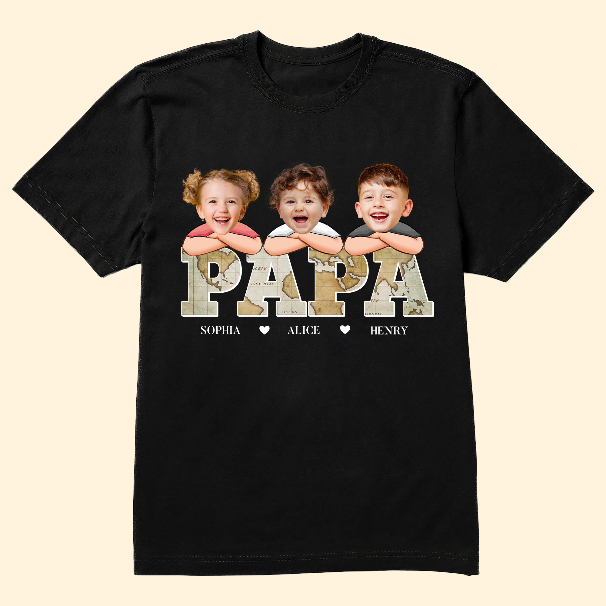 Custom Kid Face Papa - Personalized Photo Shirt