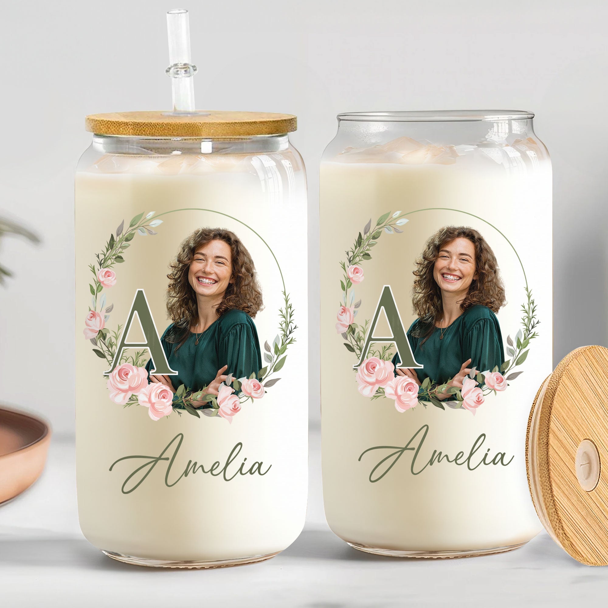 Custom Name And Photo - Personalized Photo Clear Glass Cup