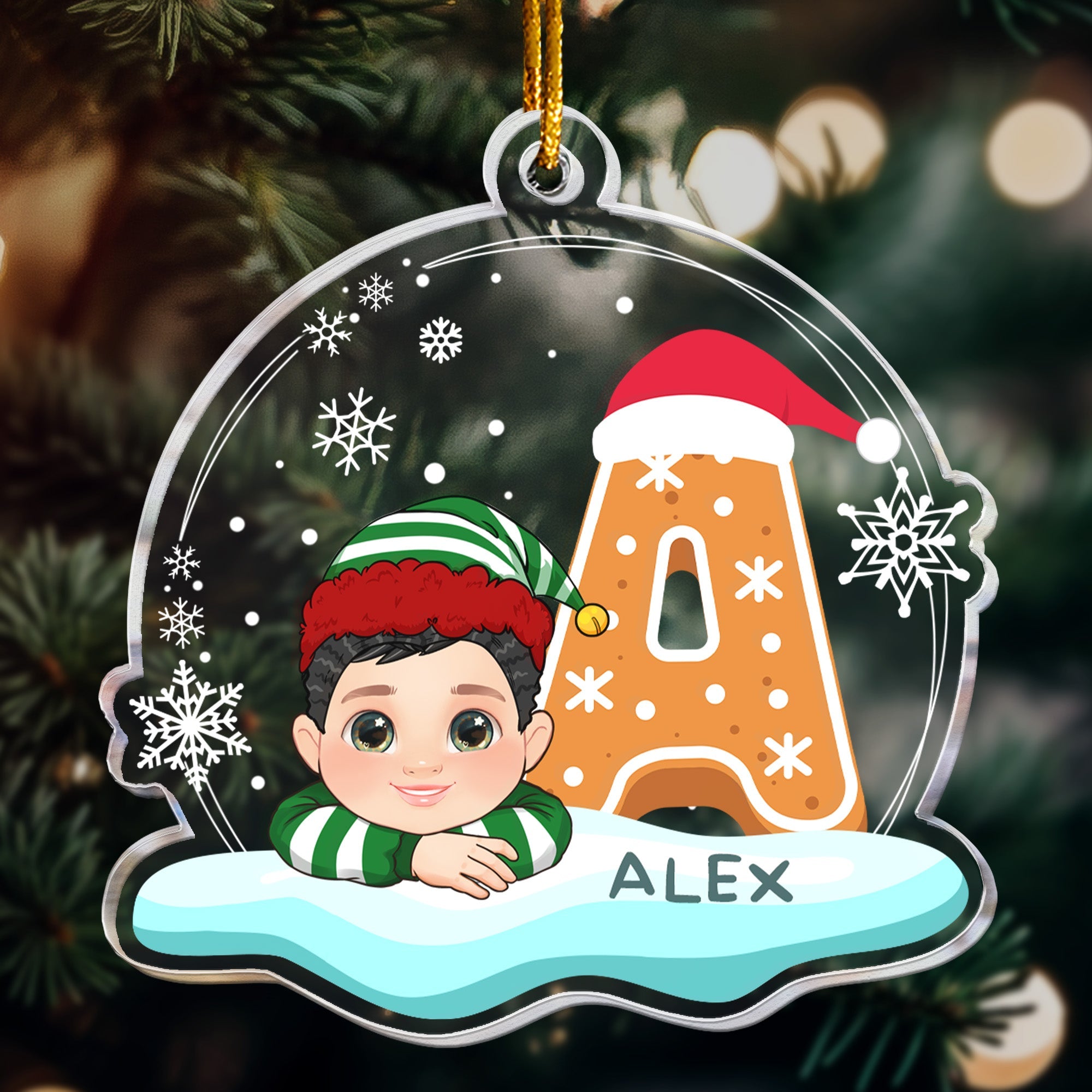 Custom Name Letter Christmas Kids - Personalized Acrylic Ornament