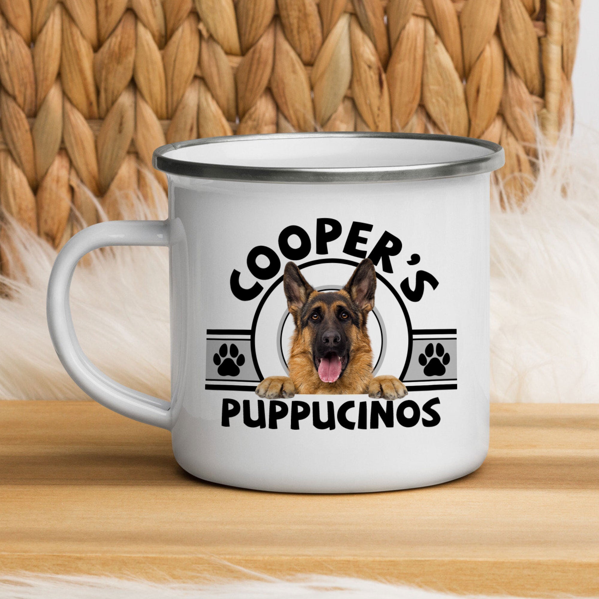 Custom Pet Face Puppucinos - Personalized Photo Enamel Mug