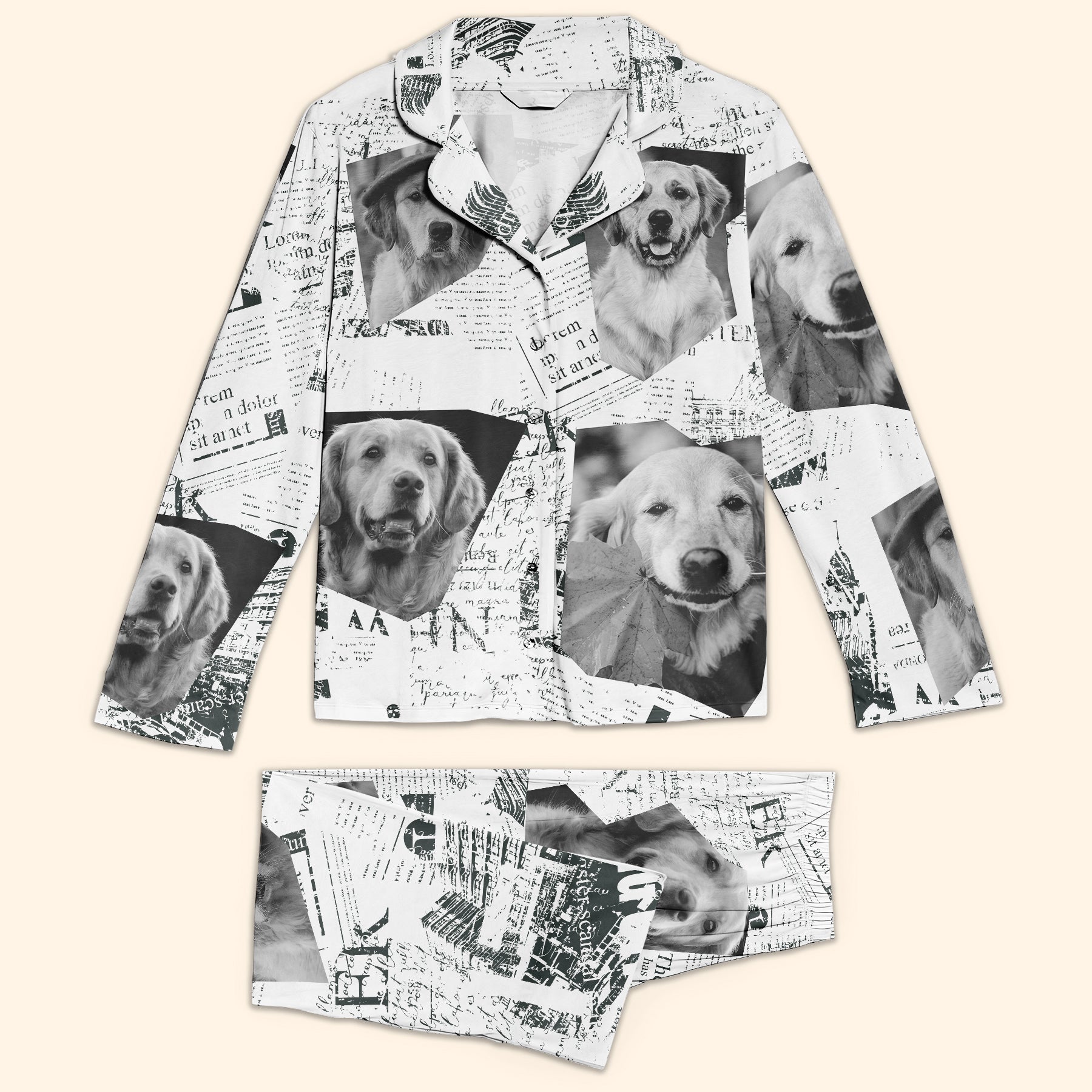 Custom Pet Photo Newspaper - Personalized Photo Women's Pajamas Set