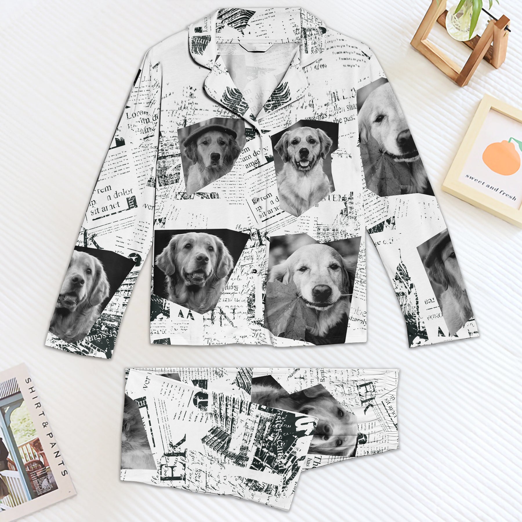 Custom Pet Photo Newspaper - Personalized Photo Women's Pajamas Set