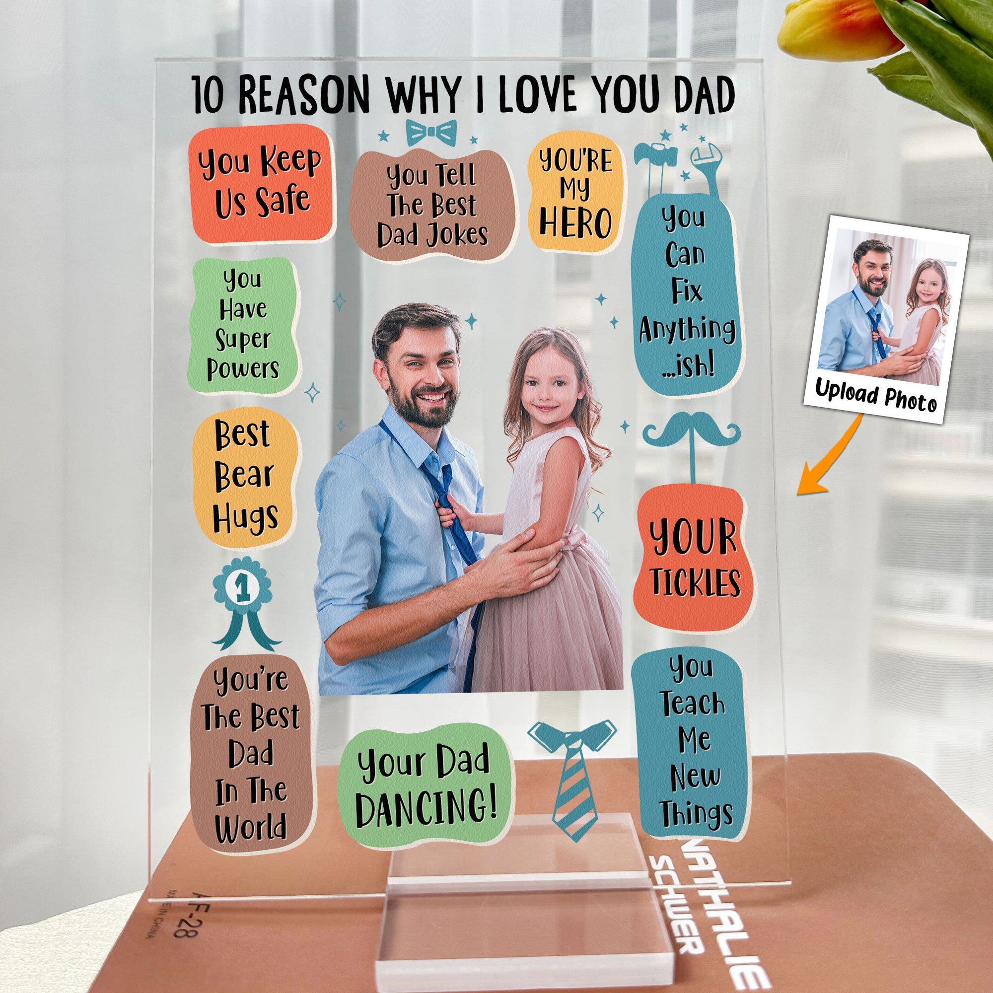 Custom Photo 10 Reasons Why I Love You Dad - Personalized Acrylic Photo Plaque