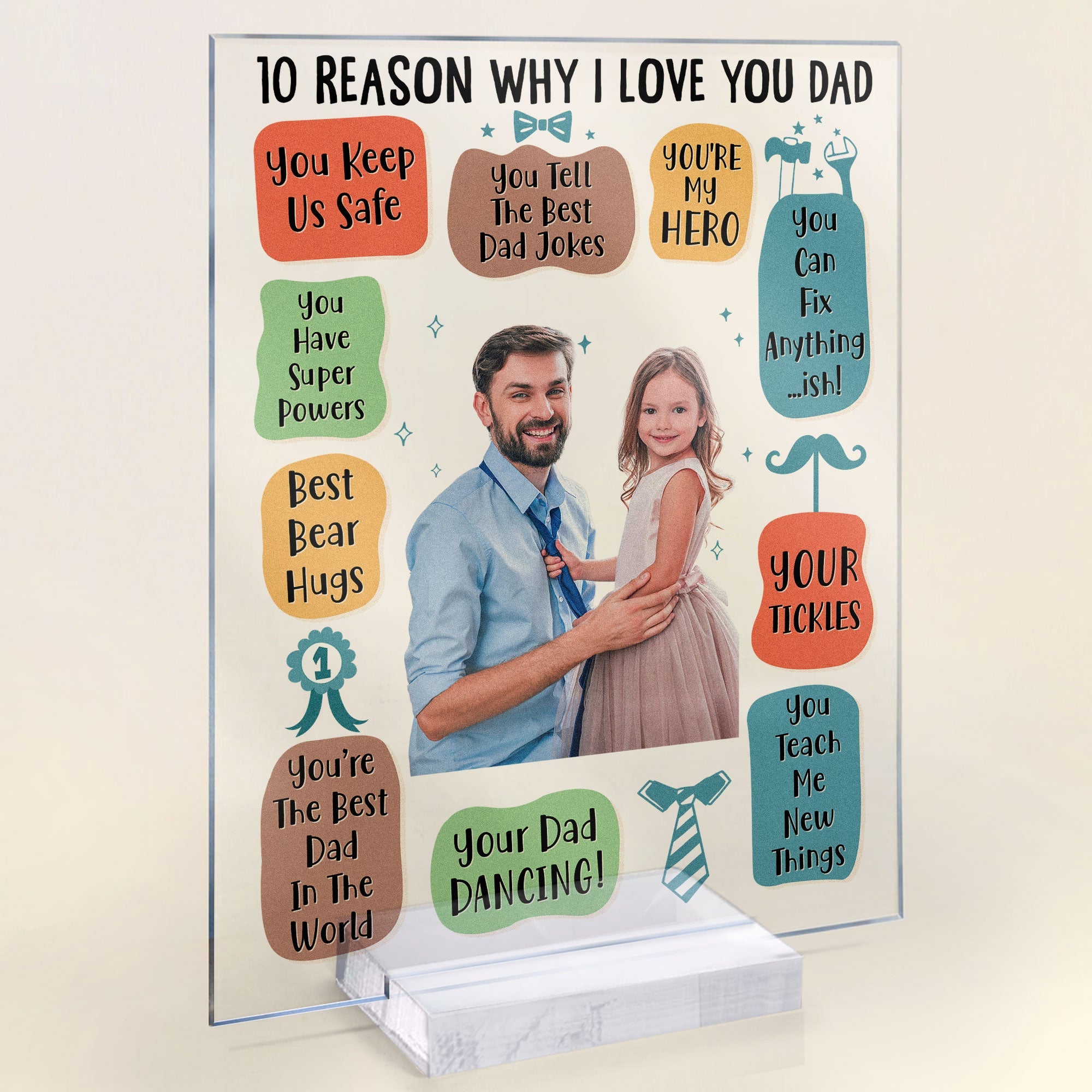 Custom Photo 10 Reasons Why I Love You Dad - Personalized Acrylic Photo Plaque