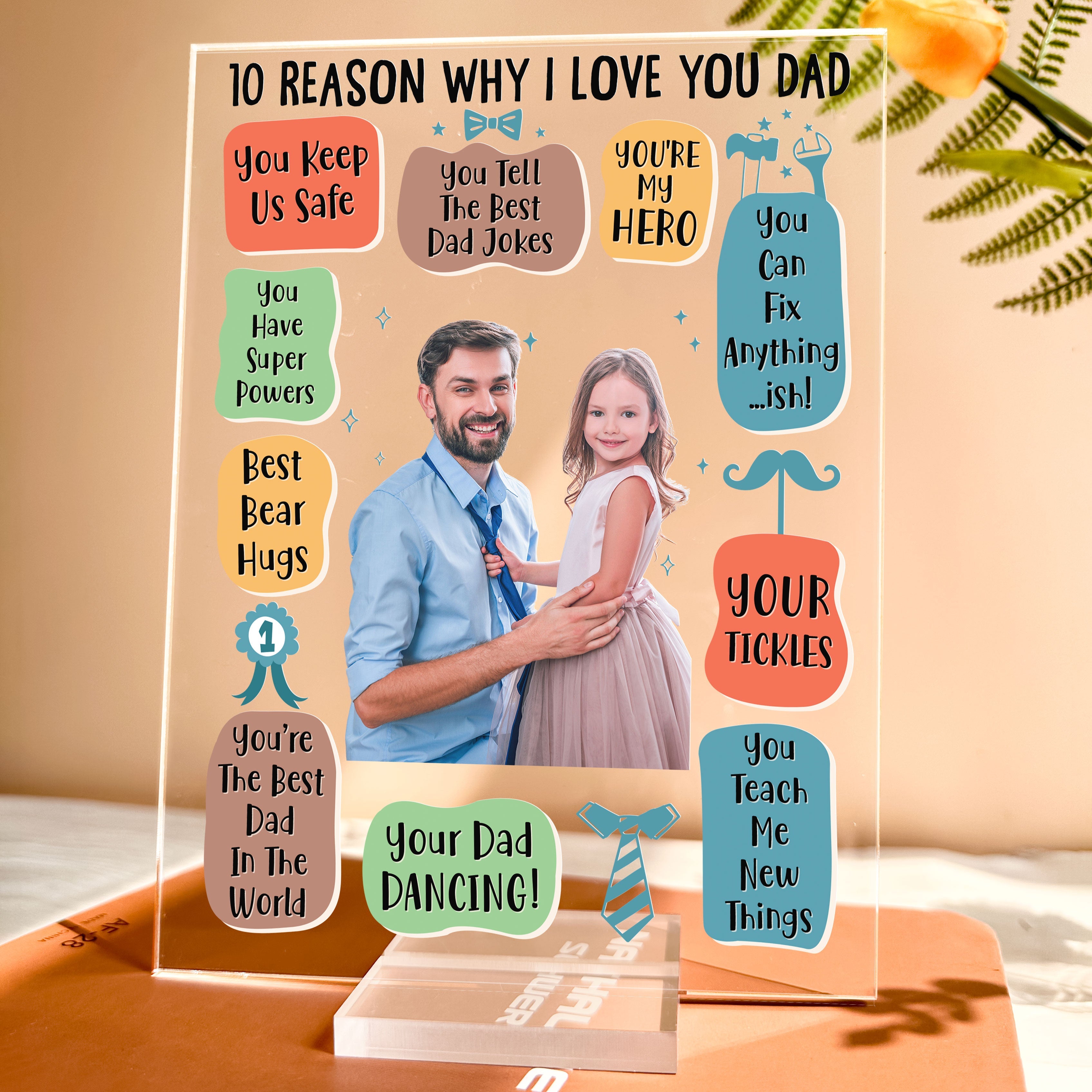 Custom Photo 10 Reasons Why I Love You Dad - Personalized Acrylic Photo Plaque