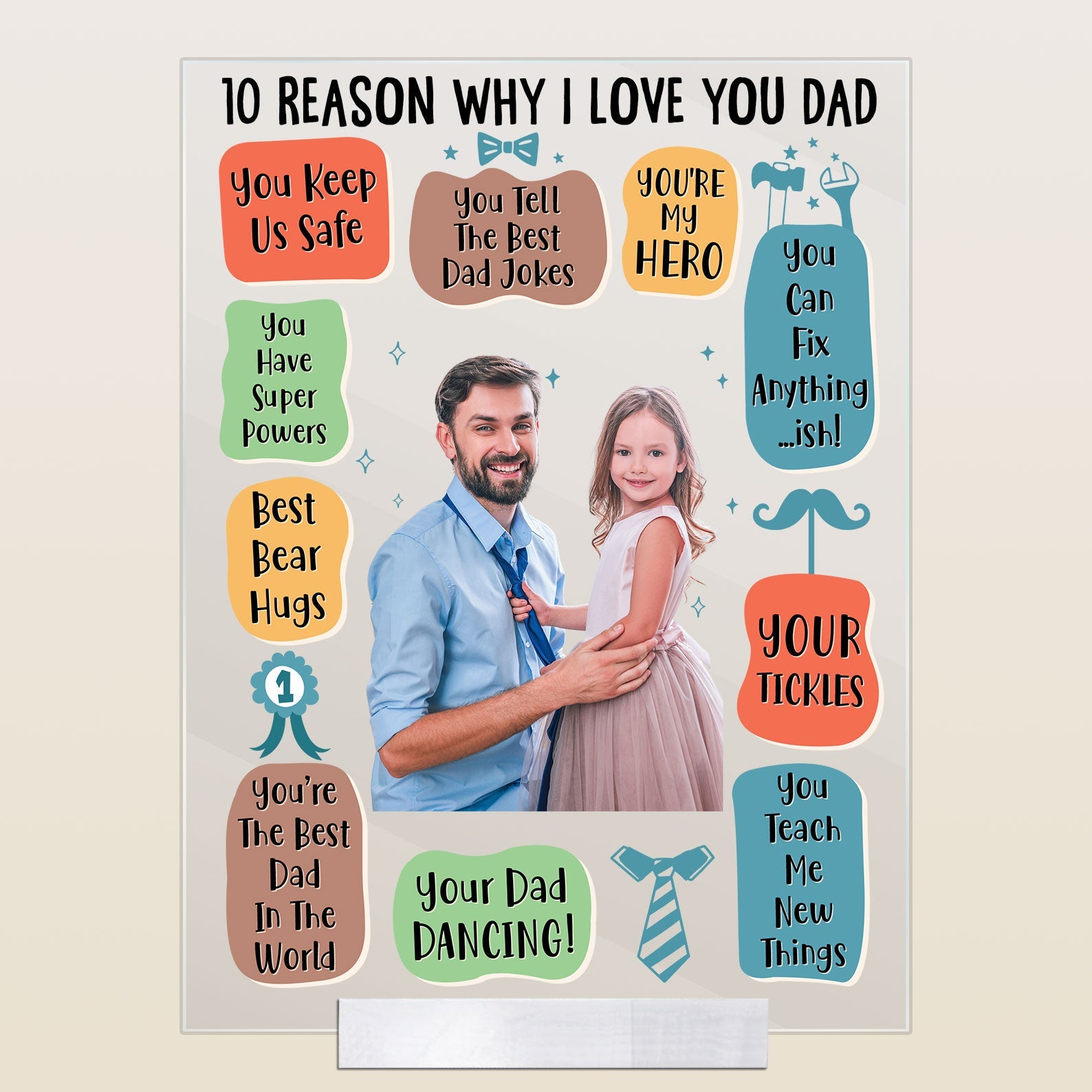 Custom Photo 10 Reasons Why I Love You Dad - Personalized Acrylic Photo Plaque