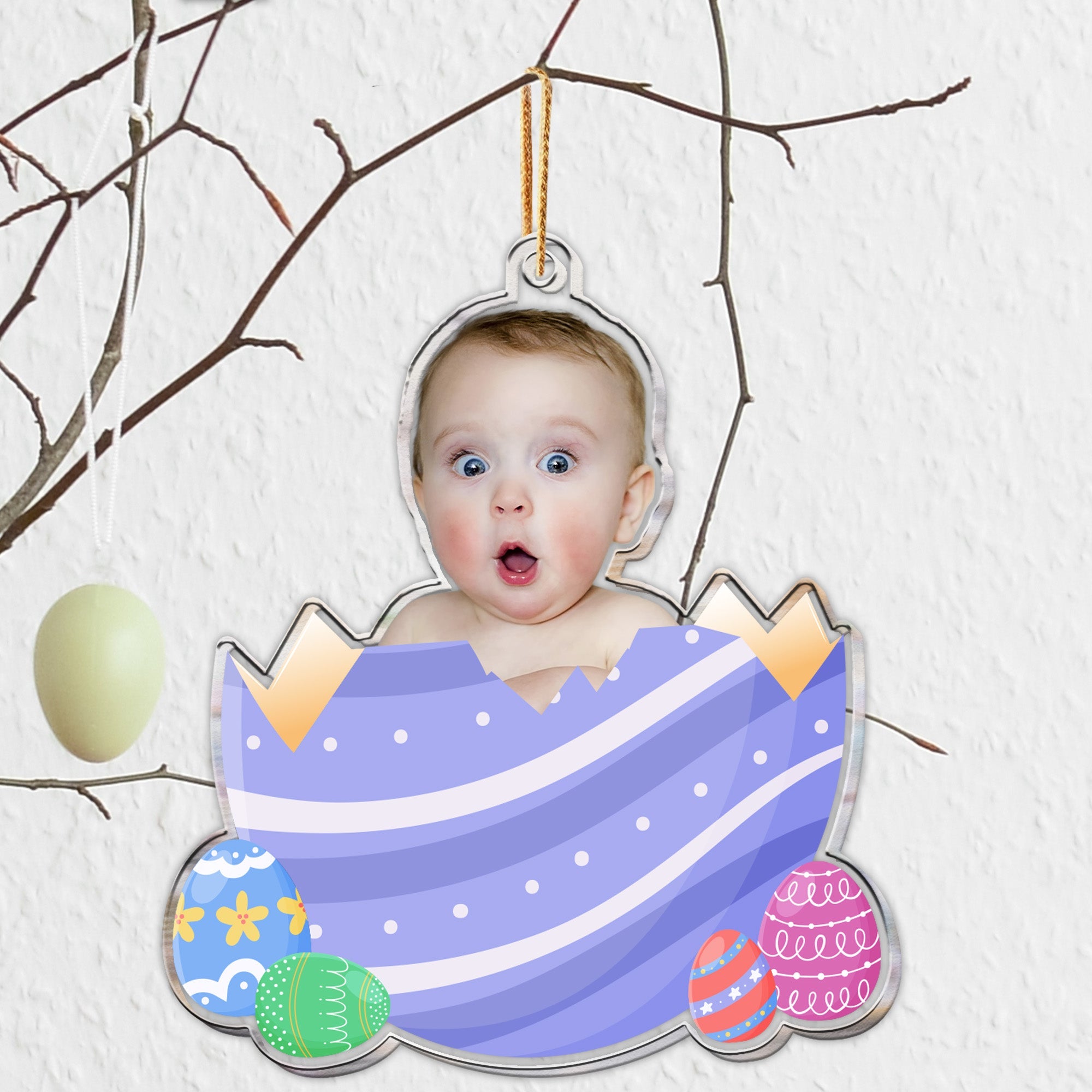 Custom Photo Egg Crack Easter Kid Family Gift - Personalized Photo Easter Ornament