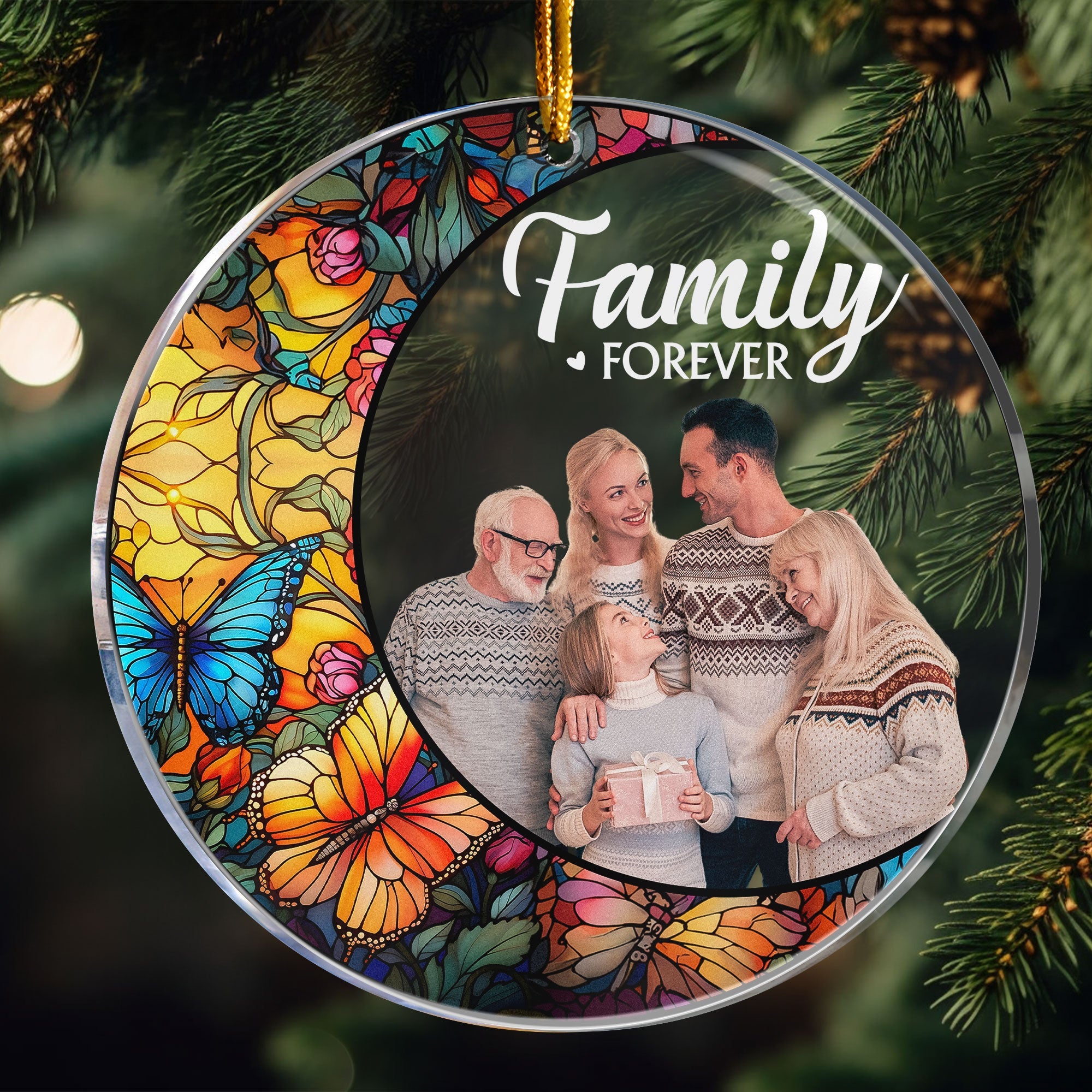 Custom Photo Family - Stained Glass  - Personalized Acrylic Photo Ornament