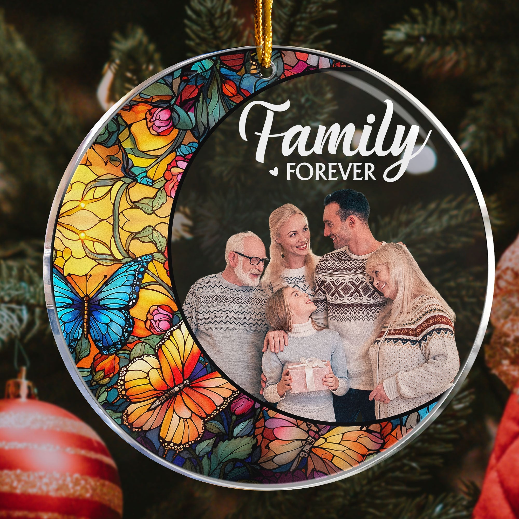 Custom Photo Family - Stained Glass  - Personalized Acrylic Photo Ornament