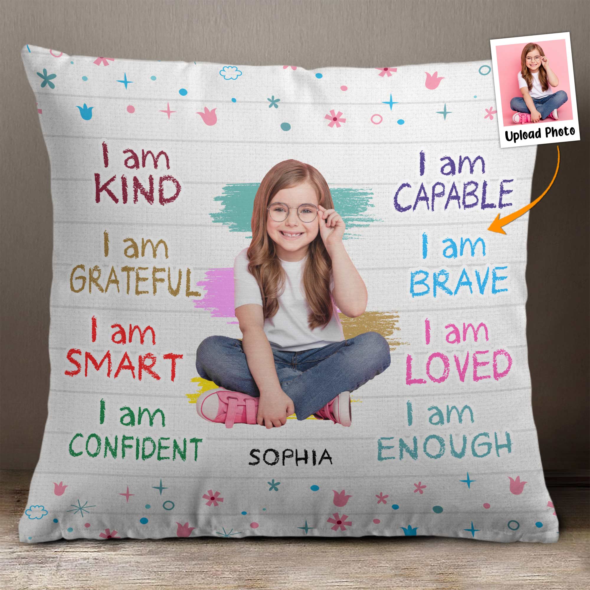 Custom Photo I Am Kind  - Personalized Photo Pillow (Insert Included)