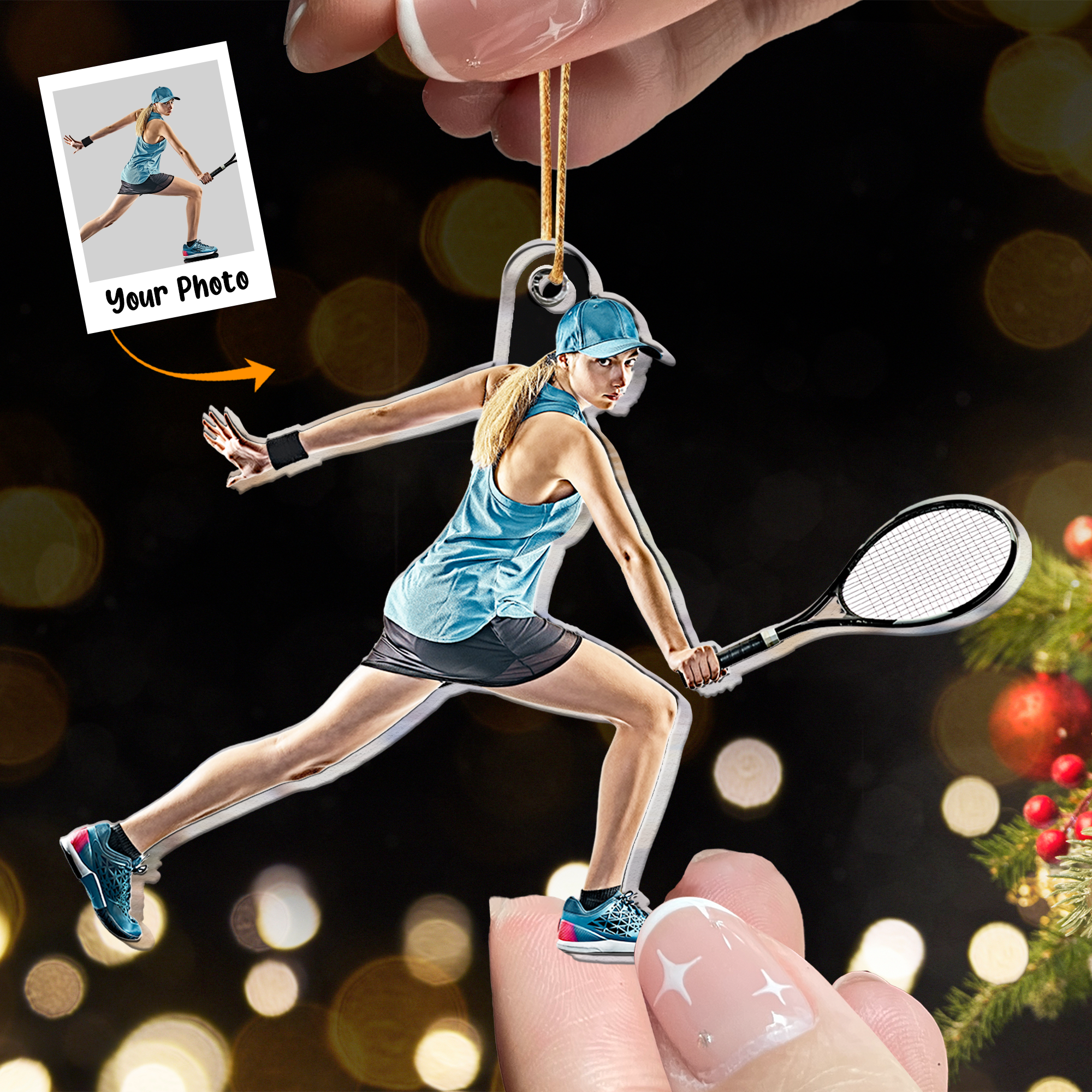 Custom Photo Ornament Gift For Tennis Lover - Personalized Acrylic Photo Ornament