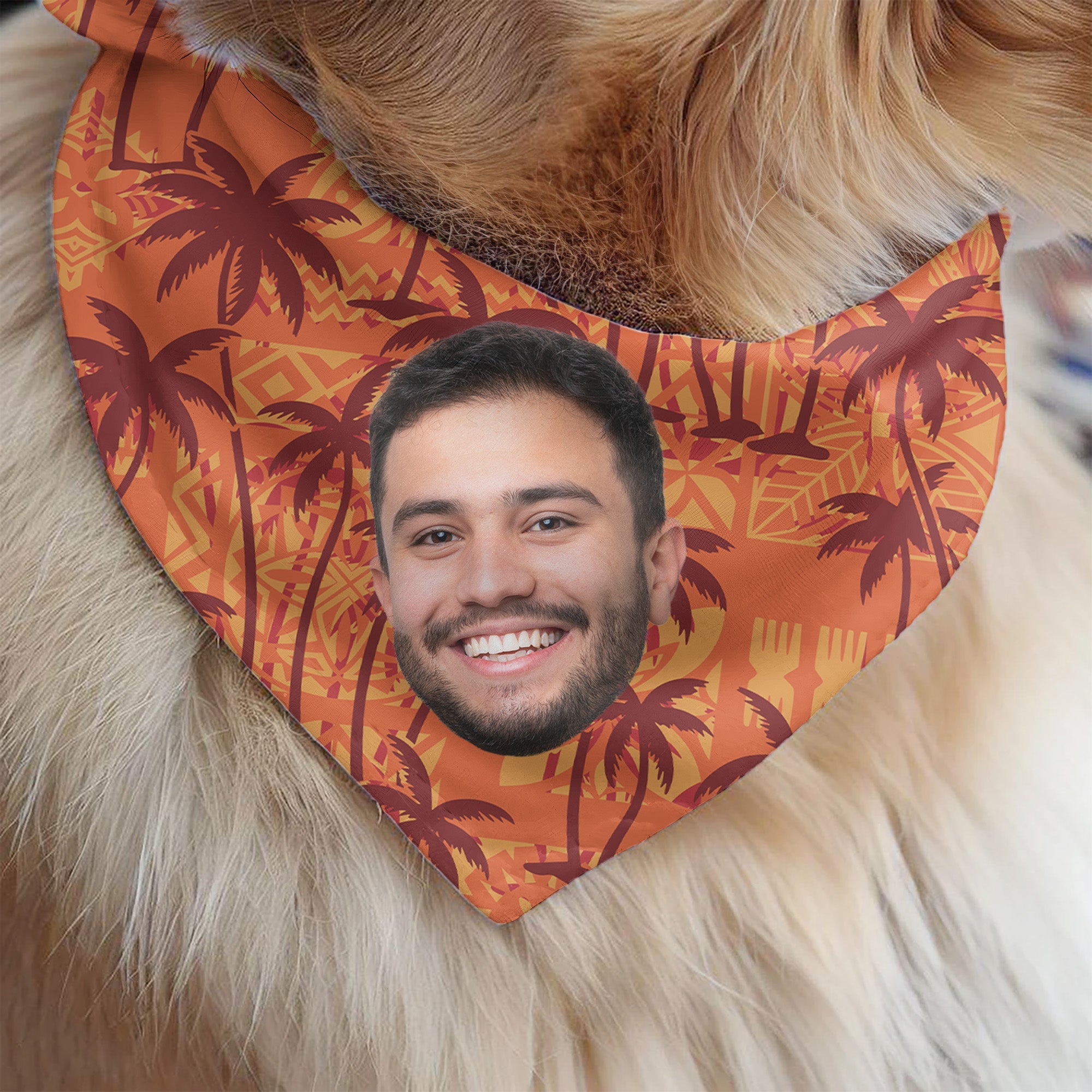 Custom Photo With Tropical Tree Hawaiian Pattern - Personalized Photo Dog Bandana Collar