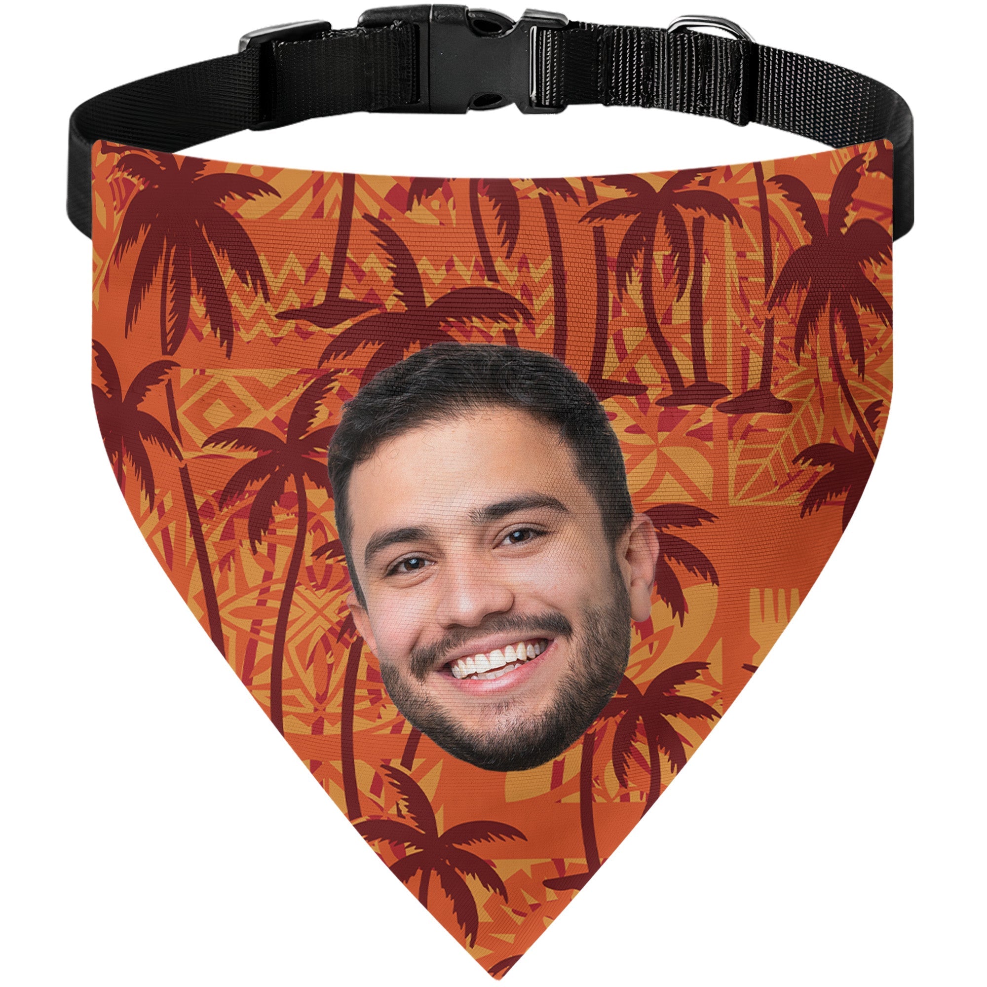 Custom Photo With Tropical Tree Hawaiian Pattern - Personalized Photo Dog Bandana Collar