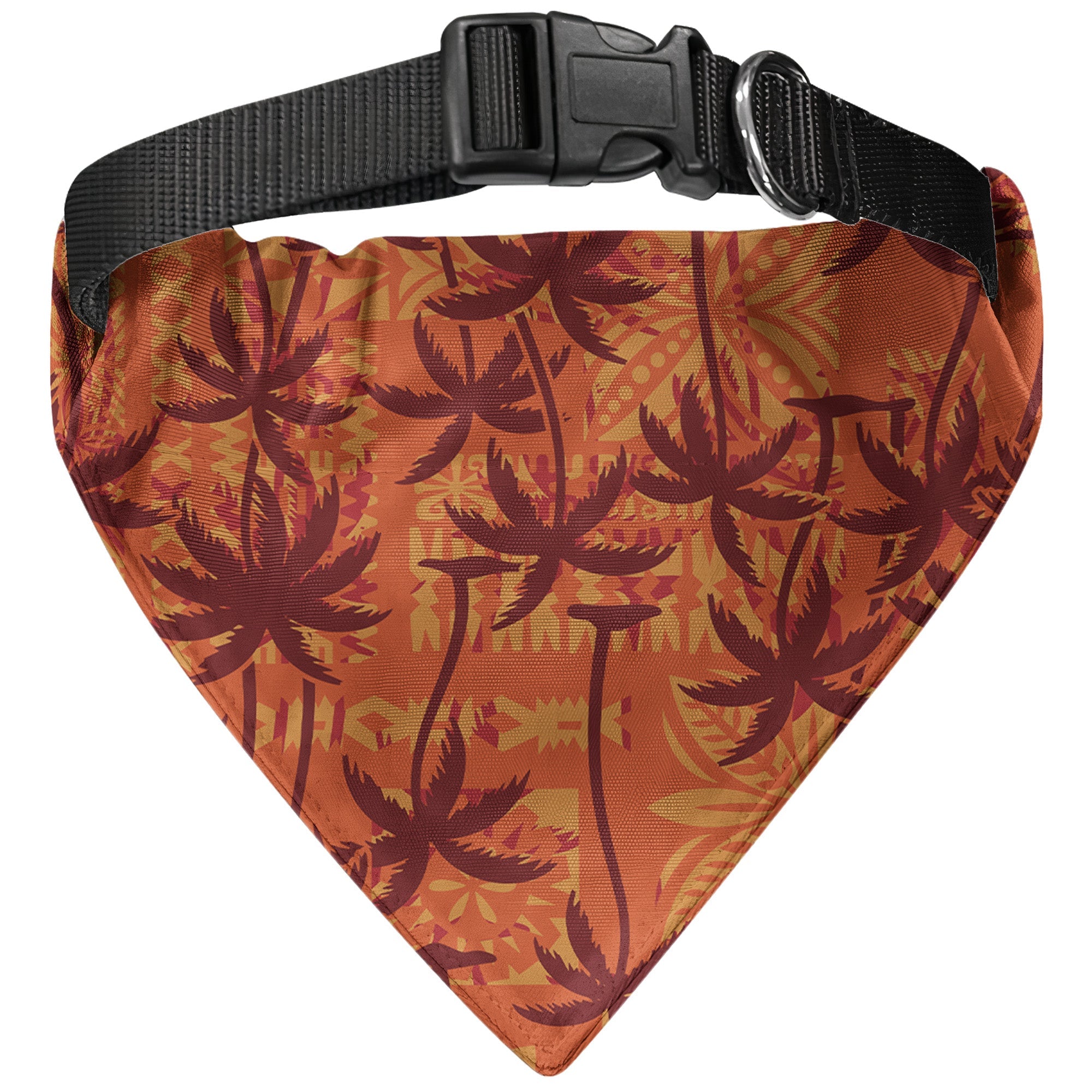 Custom Photo With Tropical Tree Hawaiian Pattern - Personalized Photo Dog Bandana Collar