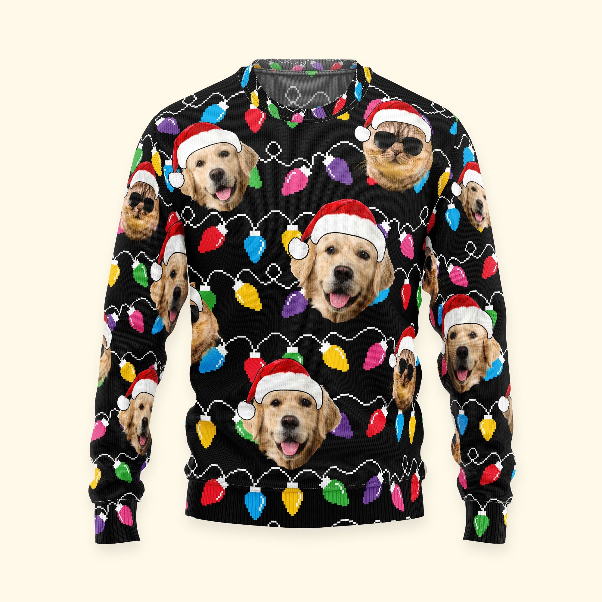 Custom Face Christmas Family Pet Funny Xmas Leds - Personalized Photo Ugly Sweater