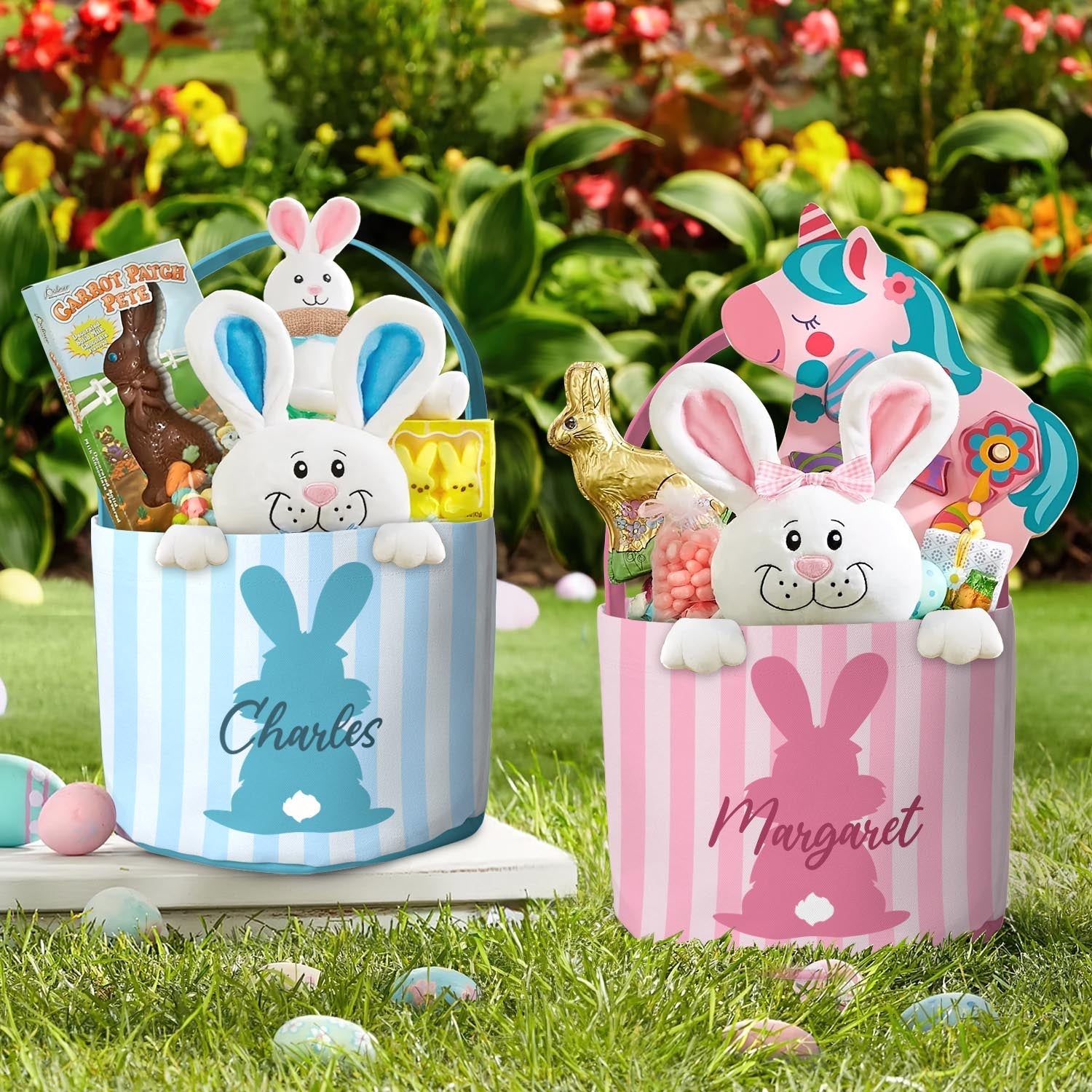 Customizing Kid's Name With Easter Bunny - Personalized Easter Basket