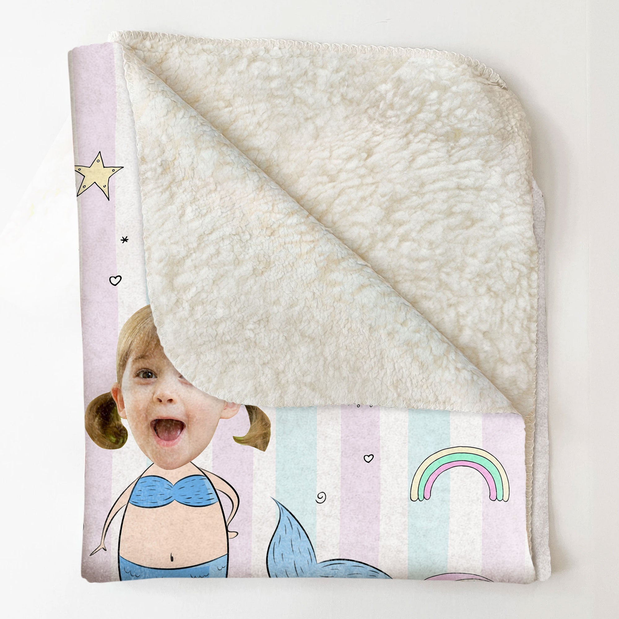 Cute Little Mermaid - Personalized Kid Photo Blanket