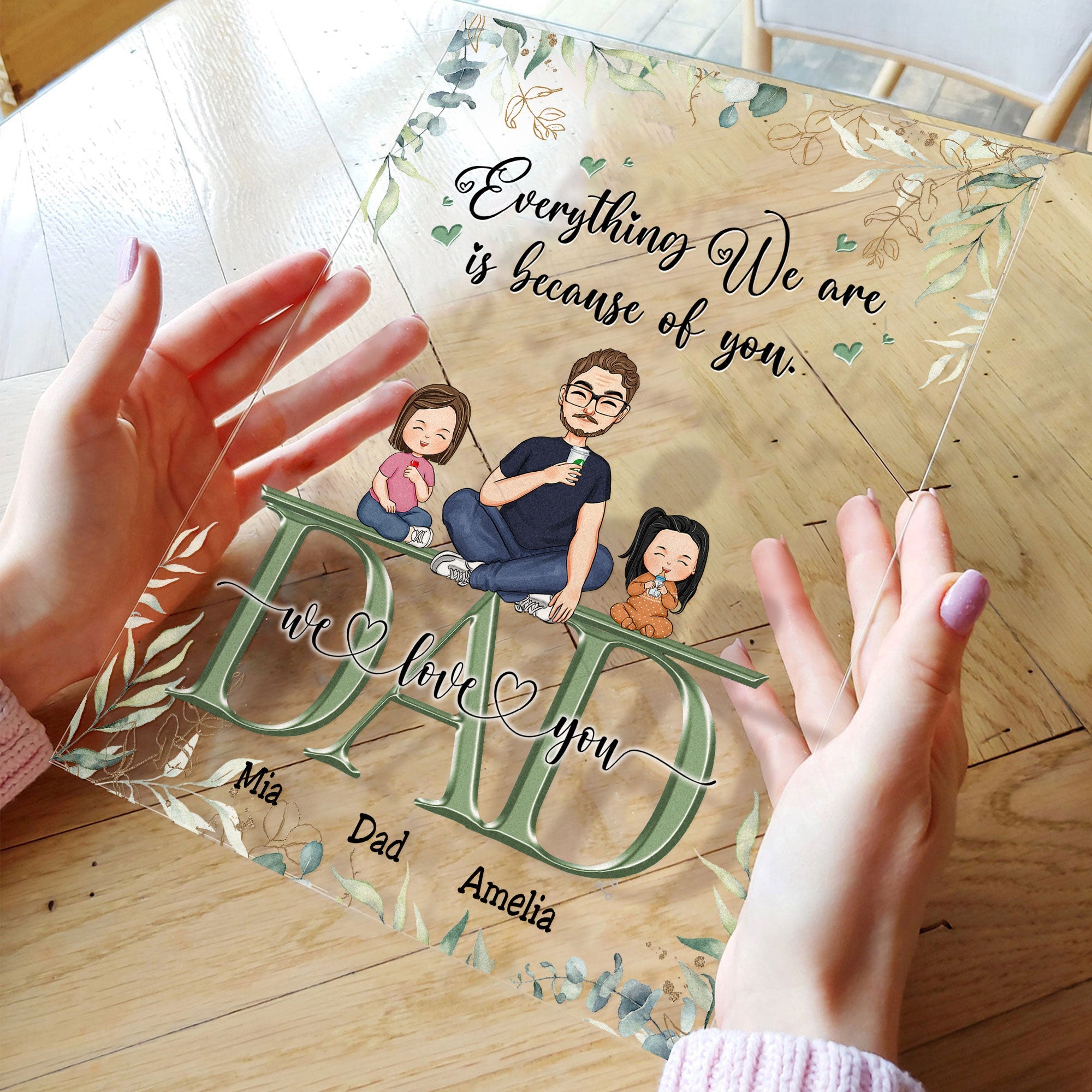 Dad, Everything We Are Is Because Of You - Personalized Acrylic Plaque