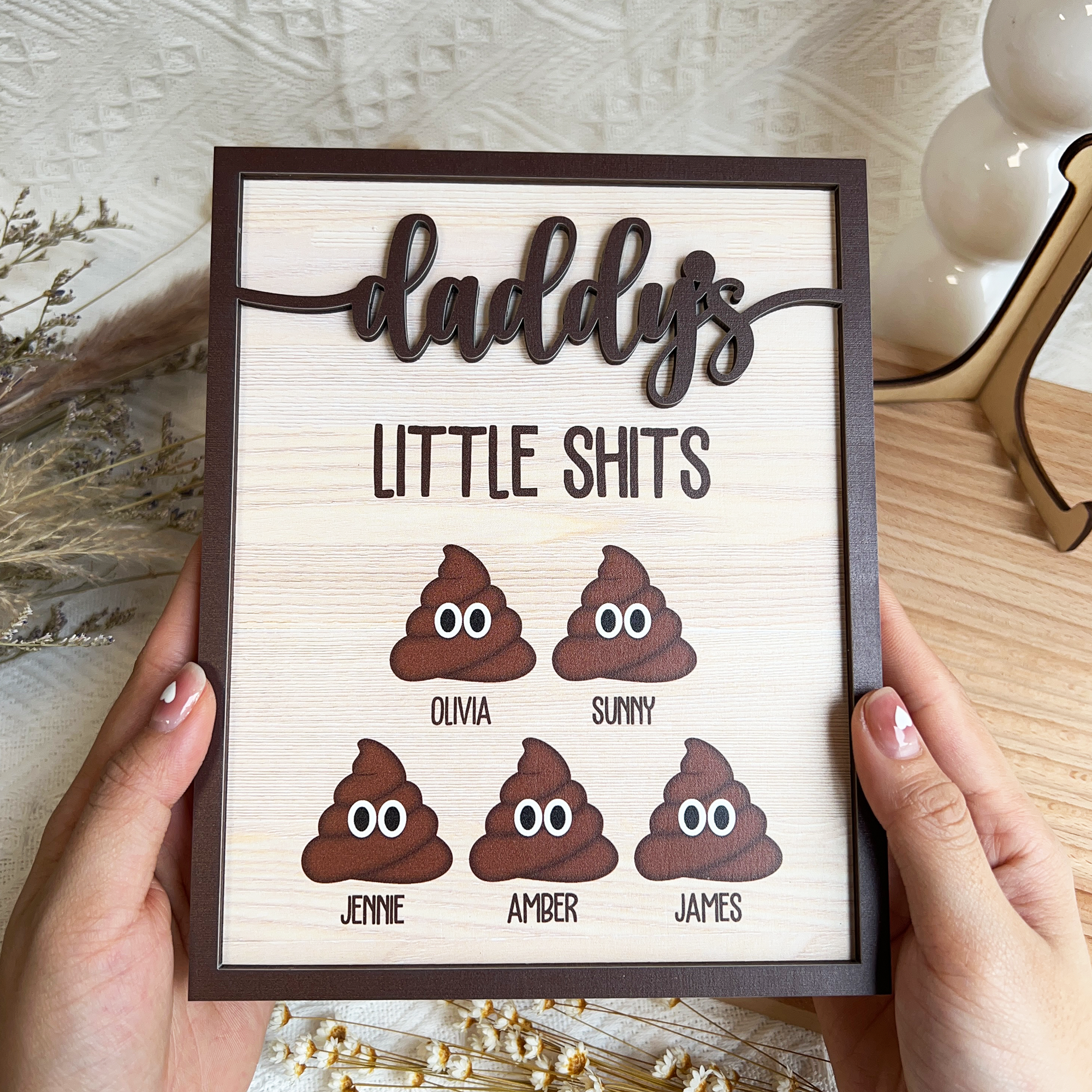 Daddy's Little Shits - Personalized Wooden Plaque