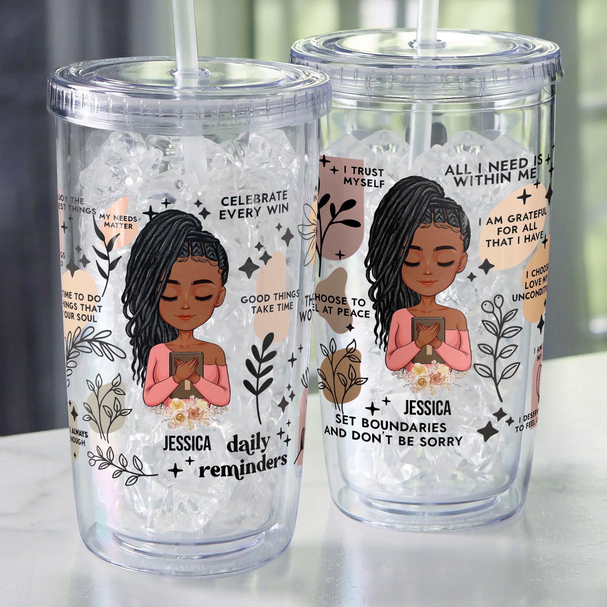 Daily Reminders - Personalized Acrylic Tumbler With Straw