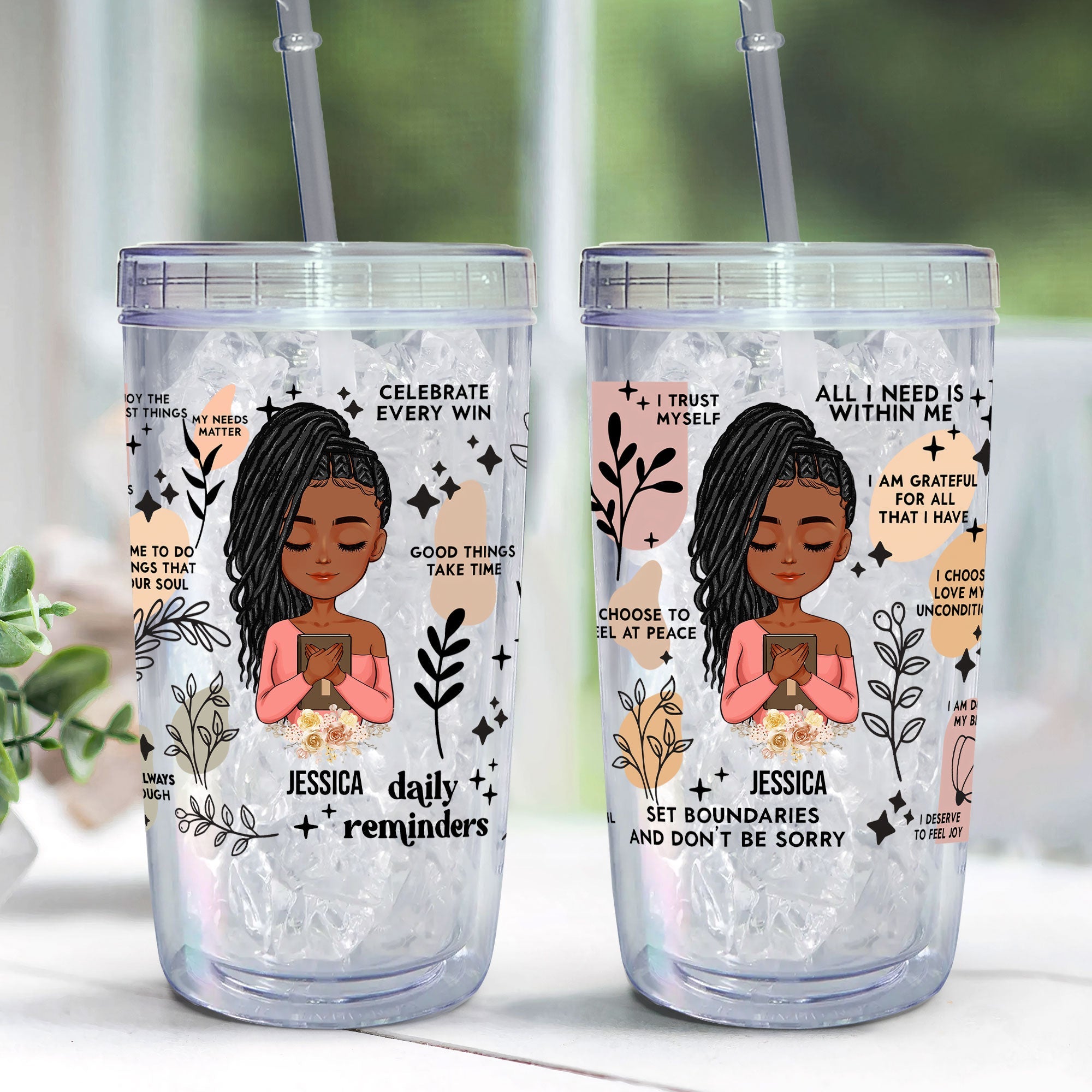 Daily Reminders - Personalized Acrylic Tumbler With Straw