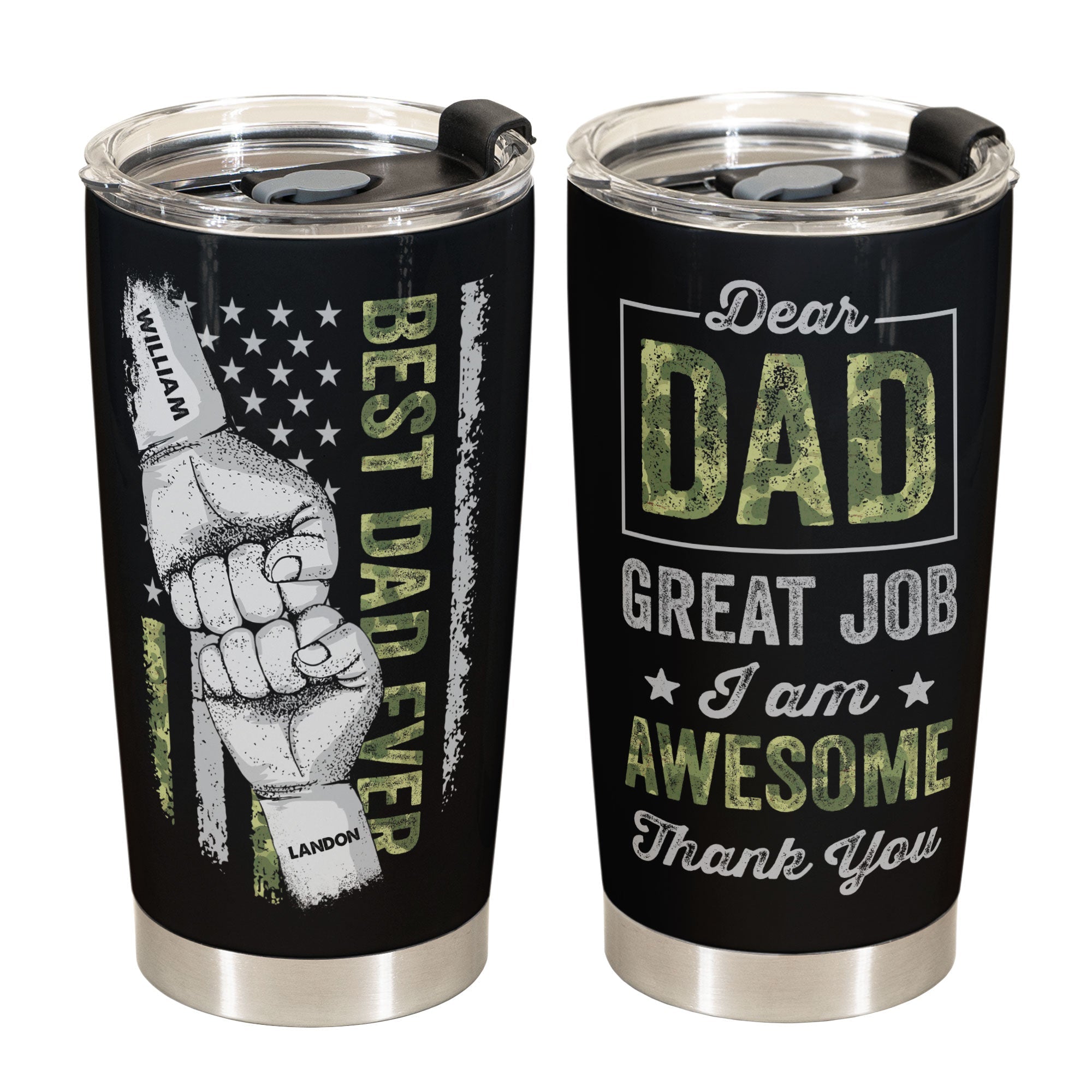 Dear Dad, Great Job, Thank You - Personalized Tumbler Cup - Birthday, Christmas Gift For Dad, Father, Papa