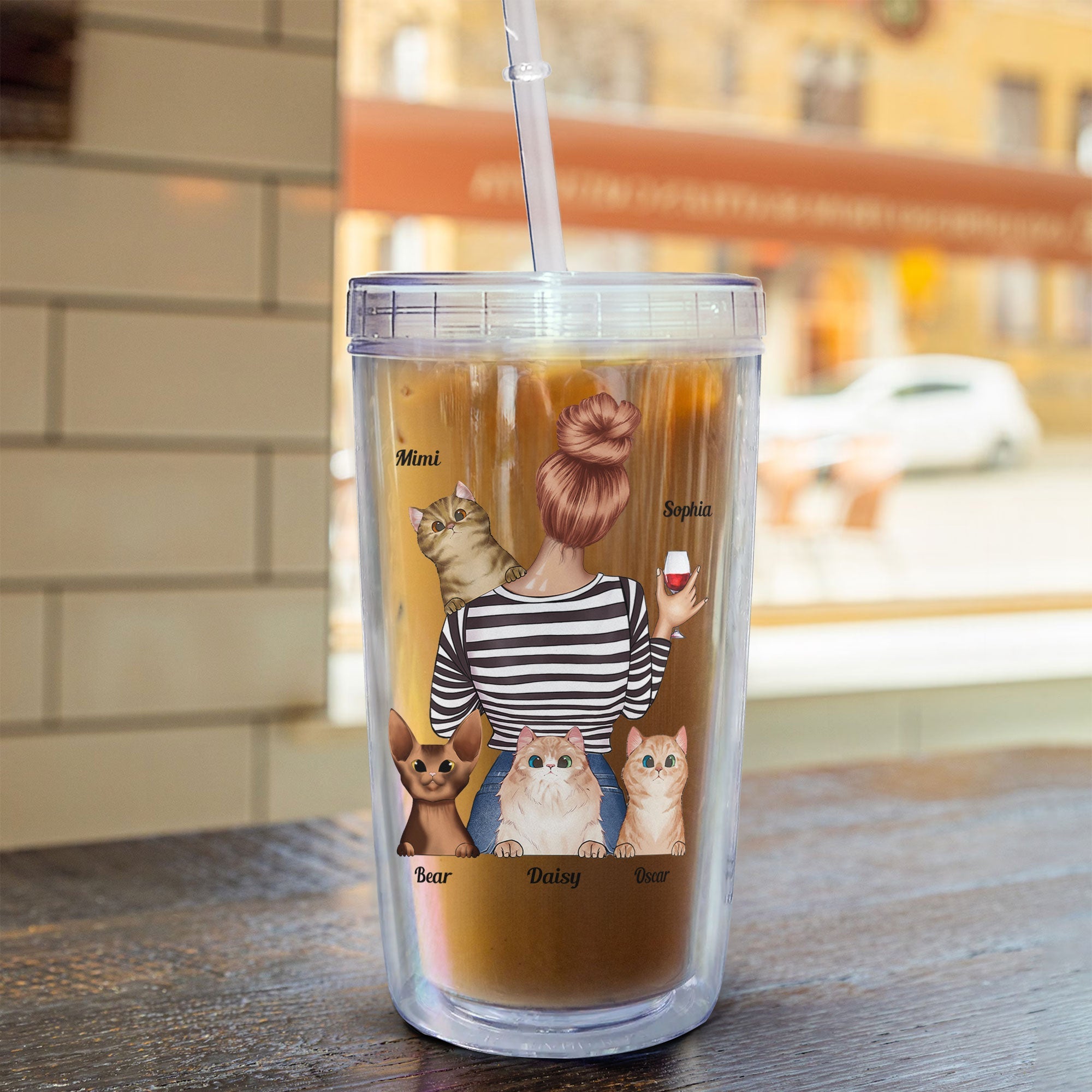 Dog Mom Cat Mom - Personalized Acrylic Tumbler With Straw