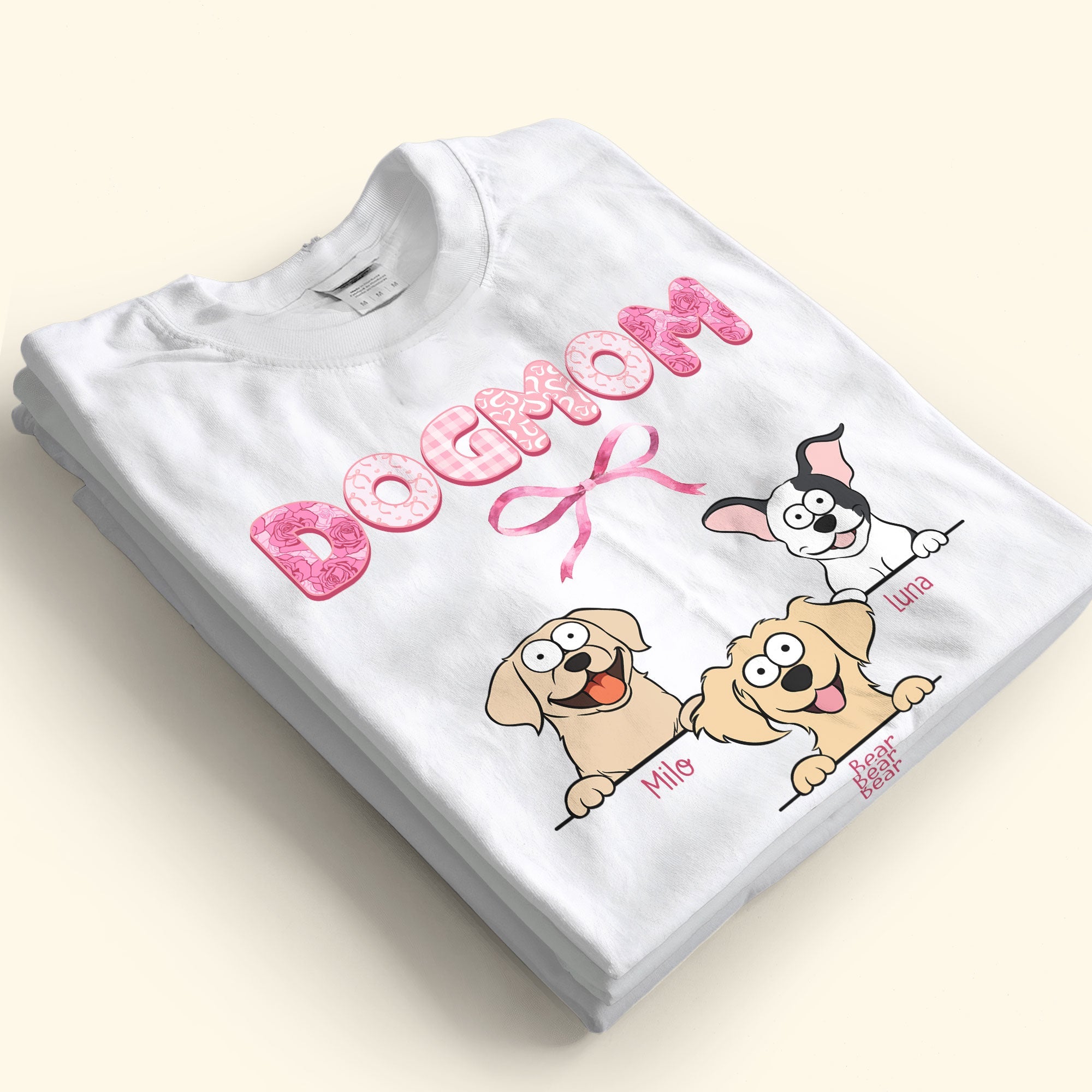 Dog Mom Coquette Pink Bow Ribbon Trendy Style - Personalized Shirt