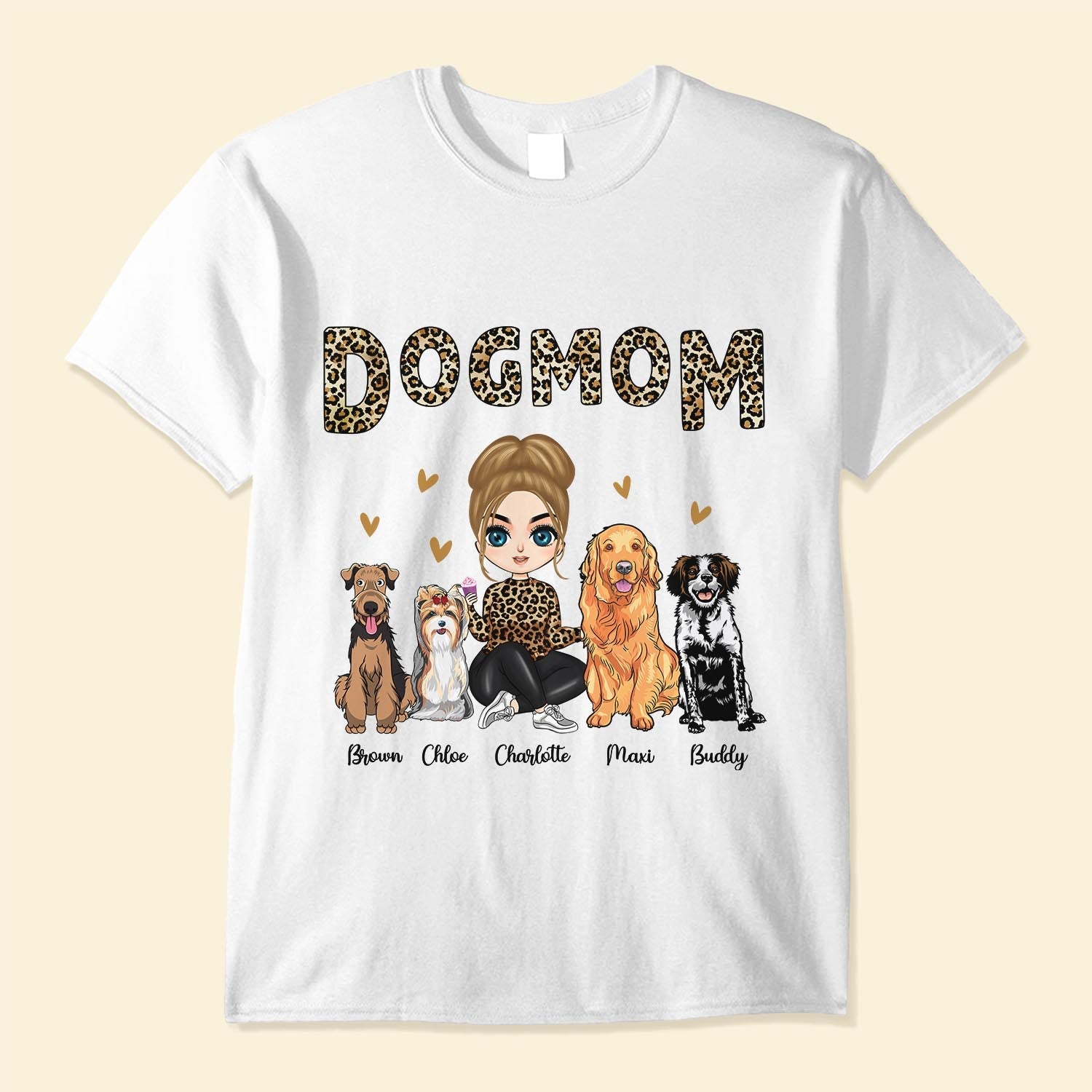 Dog Mom Leopard Design  - Personalized Shirt