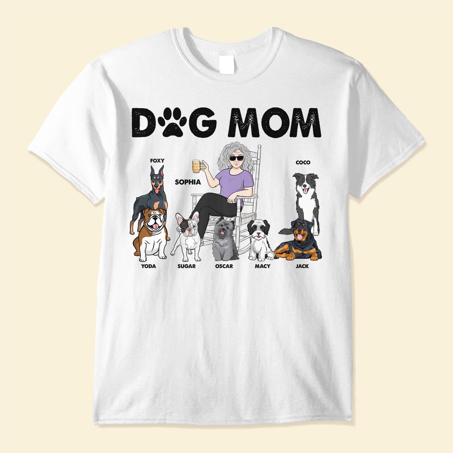 Dog Mom - Personalized Shirt - Birthday, Funny, Mother's Day Gift For Her, Woman, Girl, Dog Mom, Dog Mama, Fur Mama