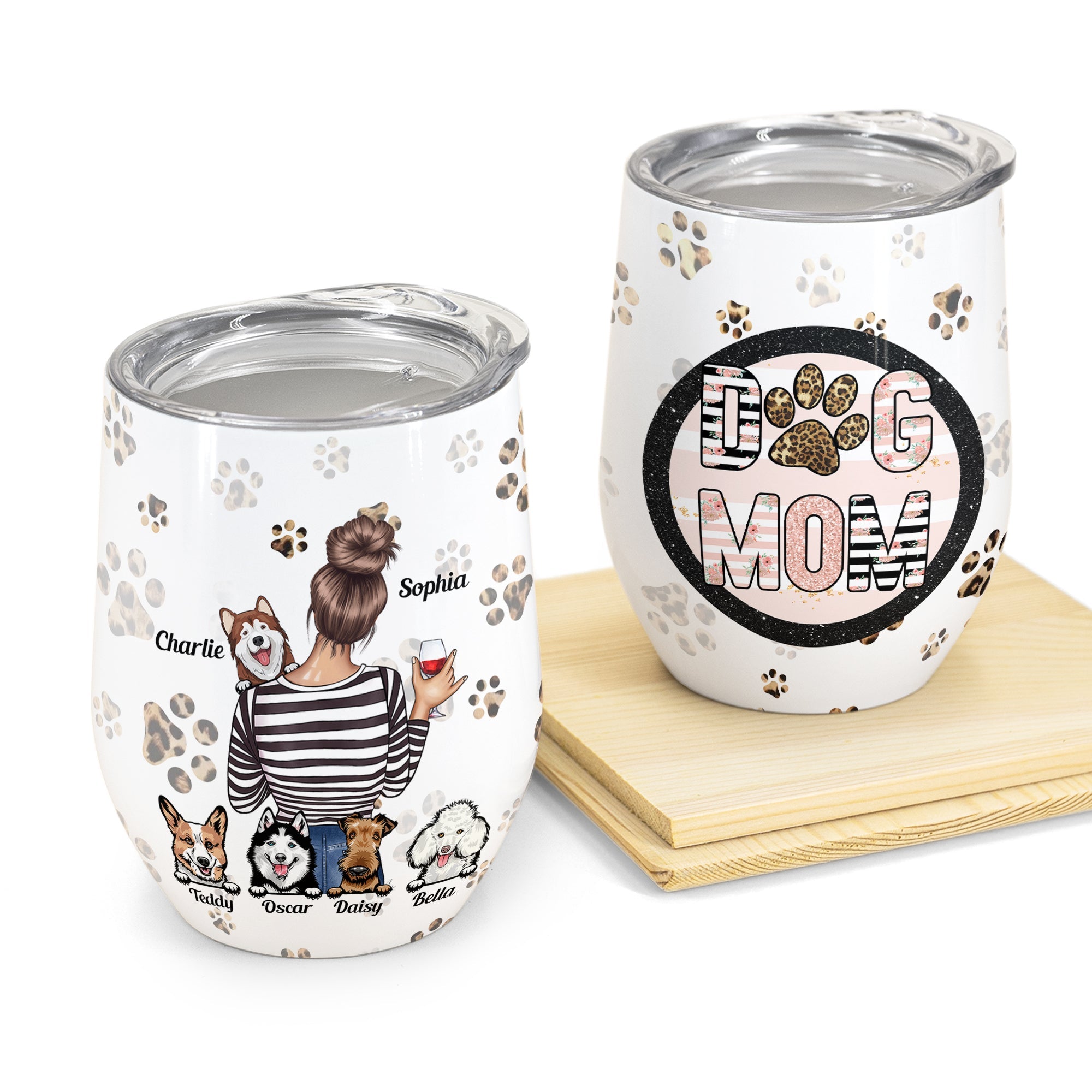 Dog Mom - Personalized Wine Tumbler