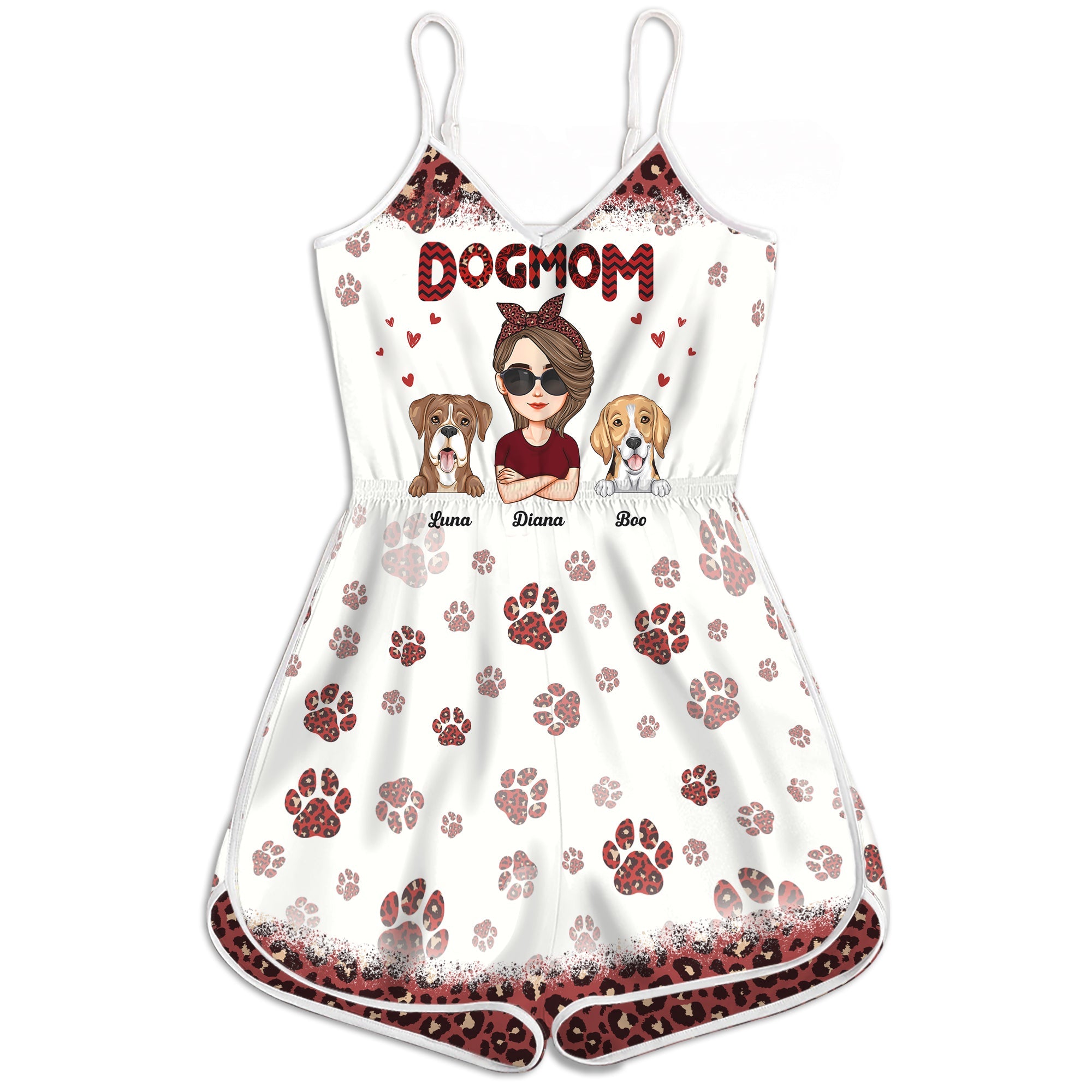 Dog Mom - Personalized All-over Print Sleeveless Romper