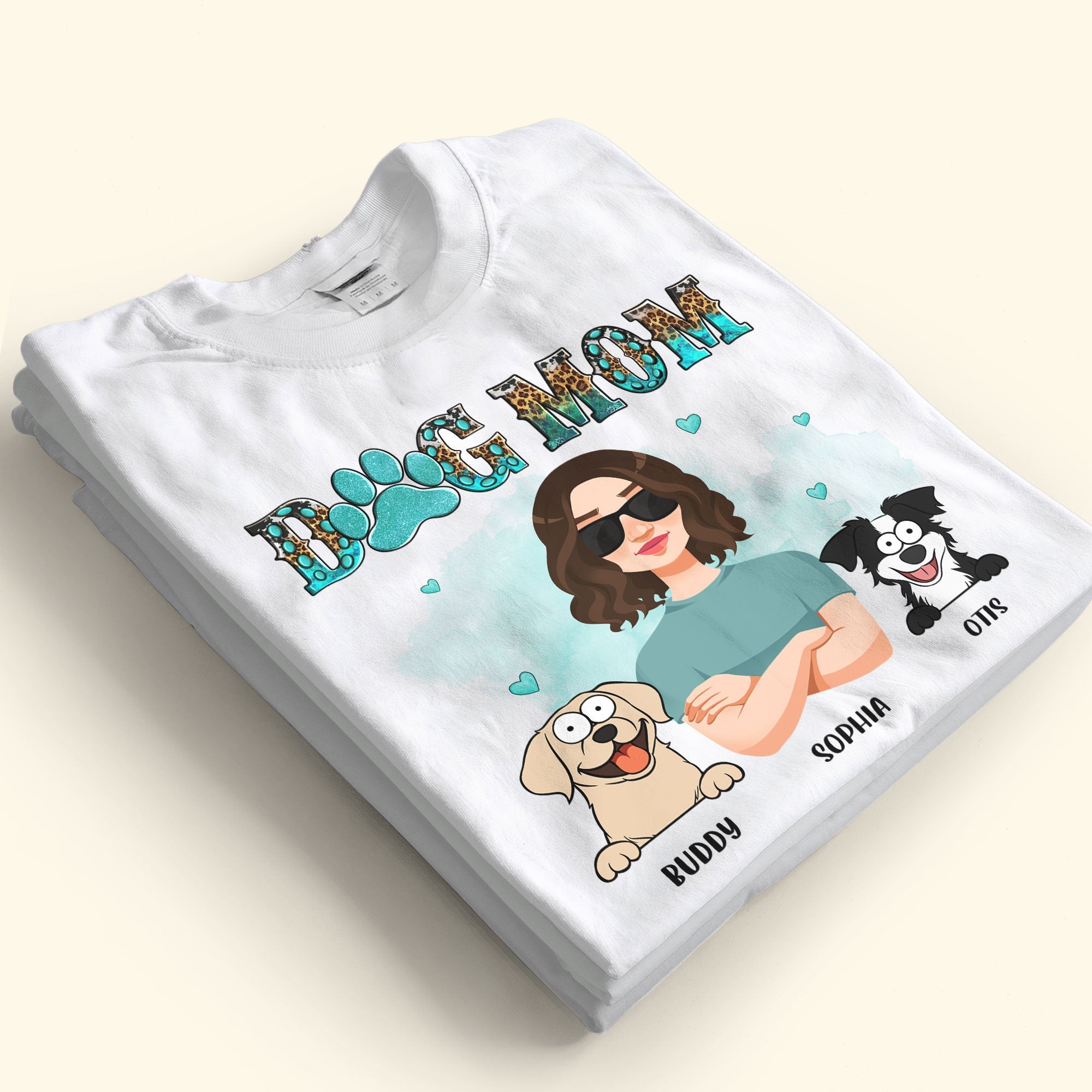 Dog Mom - Teal And Leopard Version - Personalized Shirt