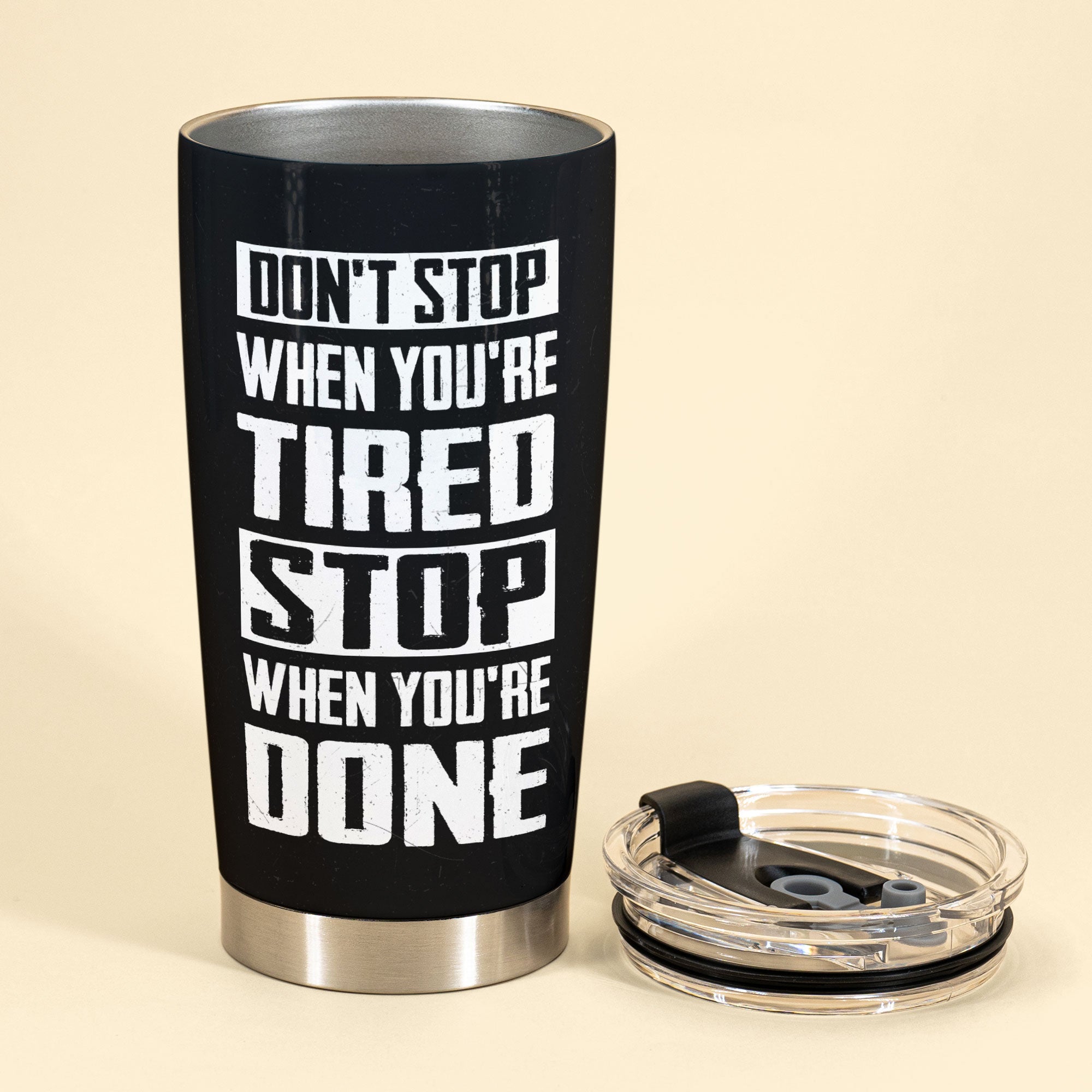 Don't Stop When You're Tired - Personalized Tumbler Cup - Birthday Gift For Gymer - Old Man Gym