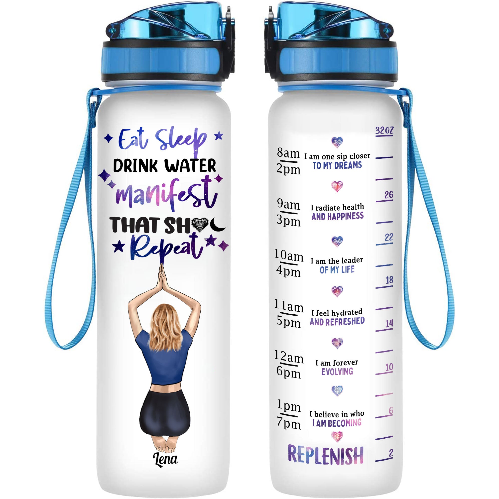 Drink Water And Manifest That Sh** - Personalized Water Tracker Bottle - Birthday Gift For Her, Yoga Girls, Gym, Motivational Gift, Manifestation