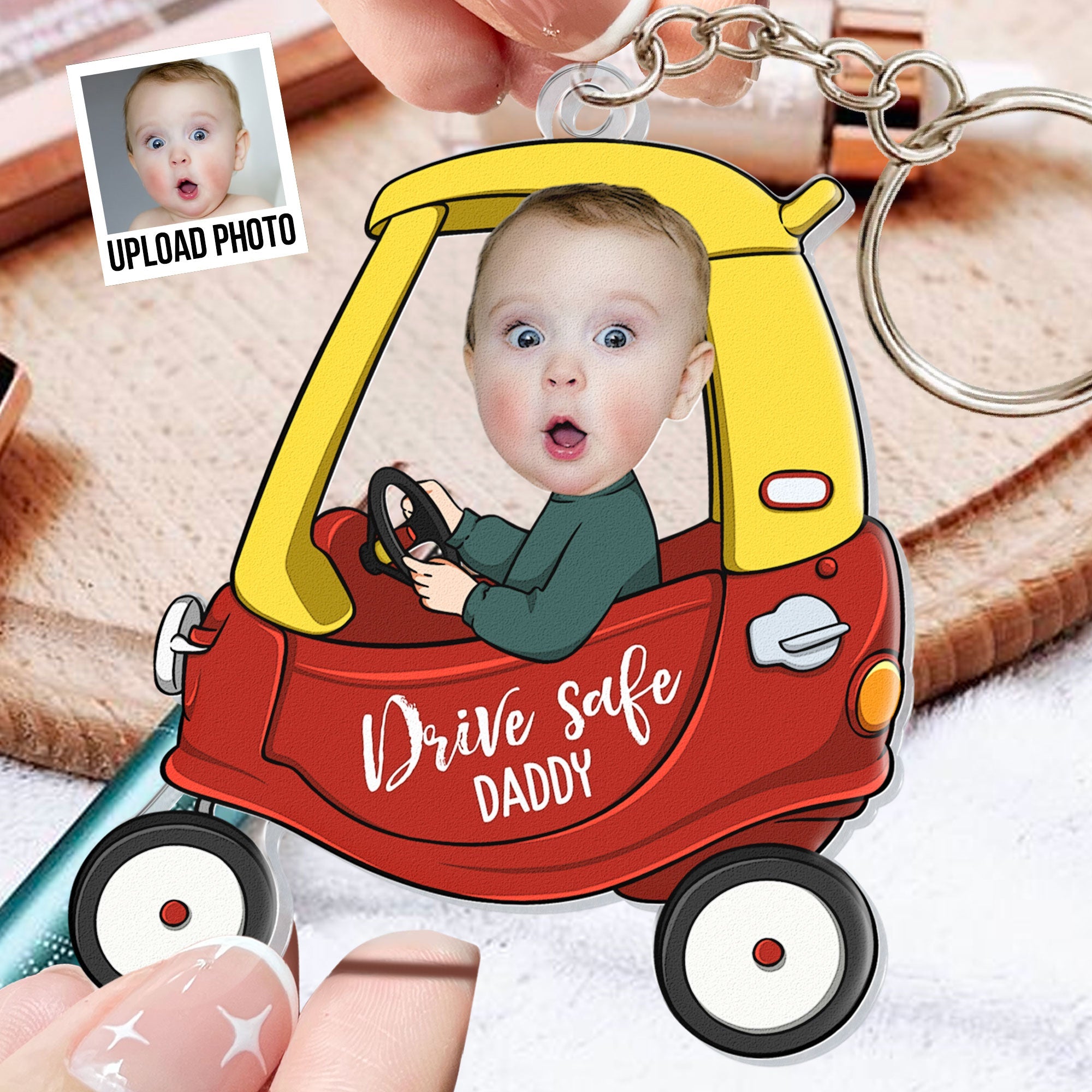 Drive Safe Daddy Custom Face - Personalized Acrylic Photo Keychain