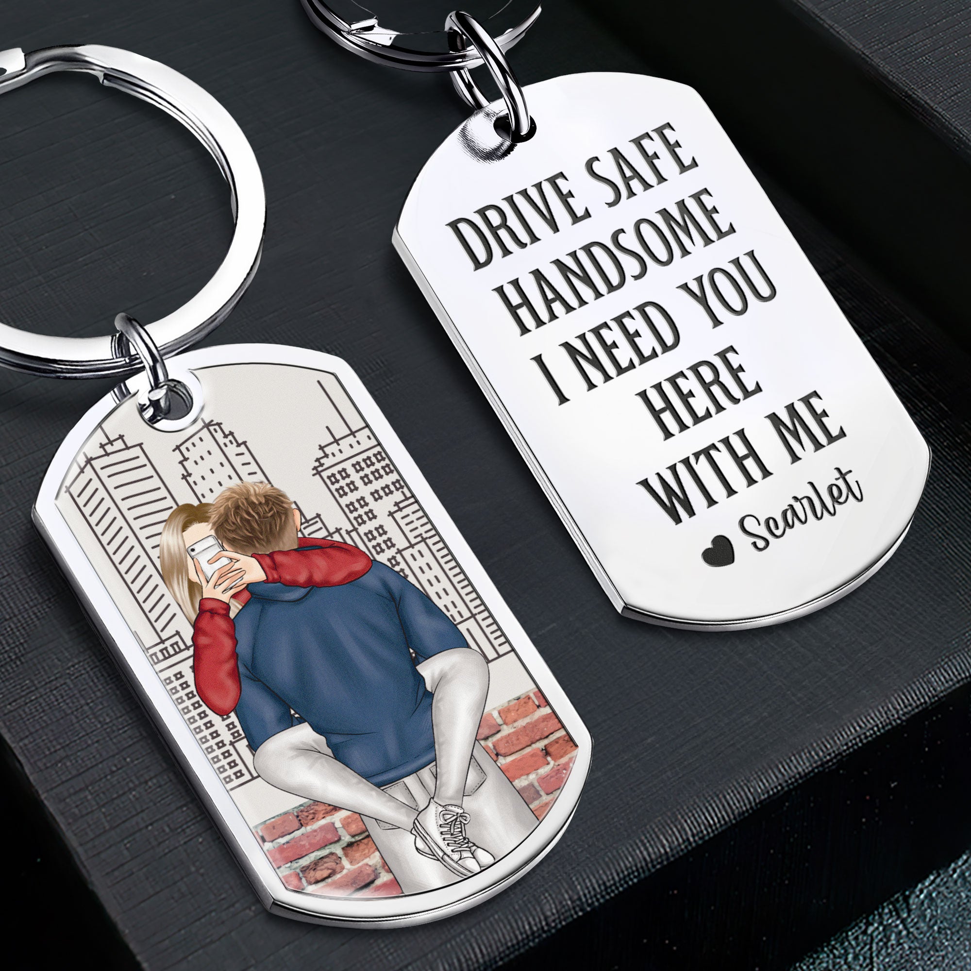 Drive Safe Handsome - Personalized Stainless Steel Keychain